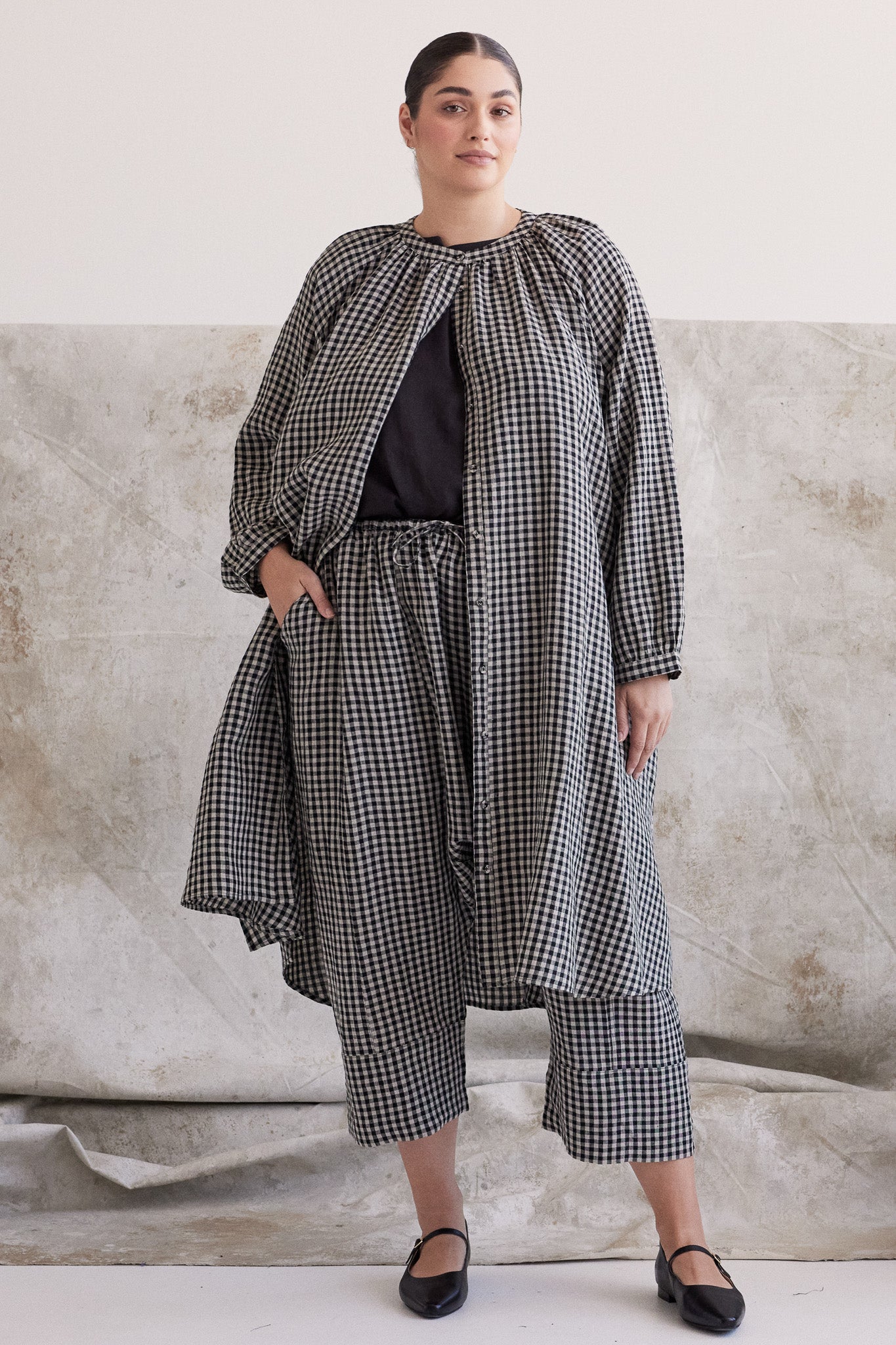 Gianna Belted Dress | Black Gingham