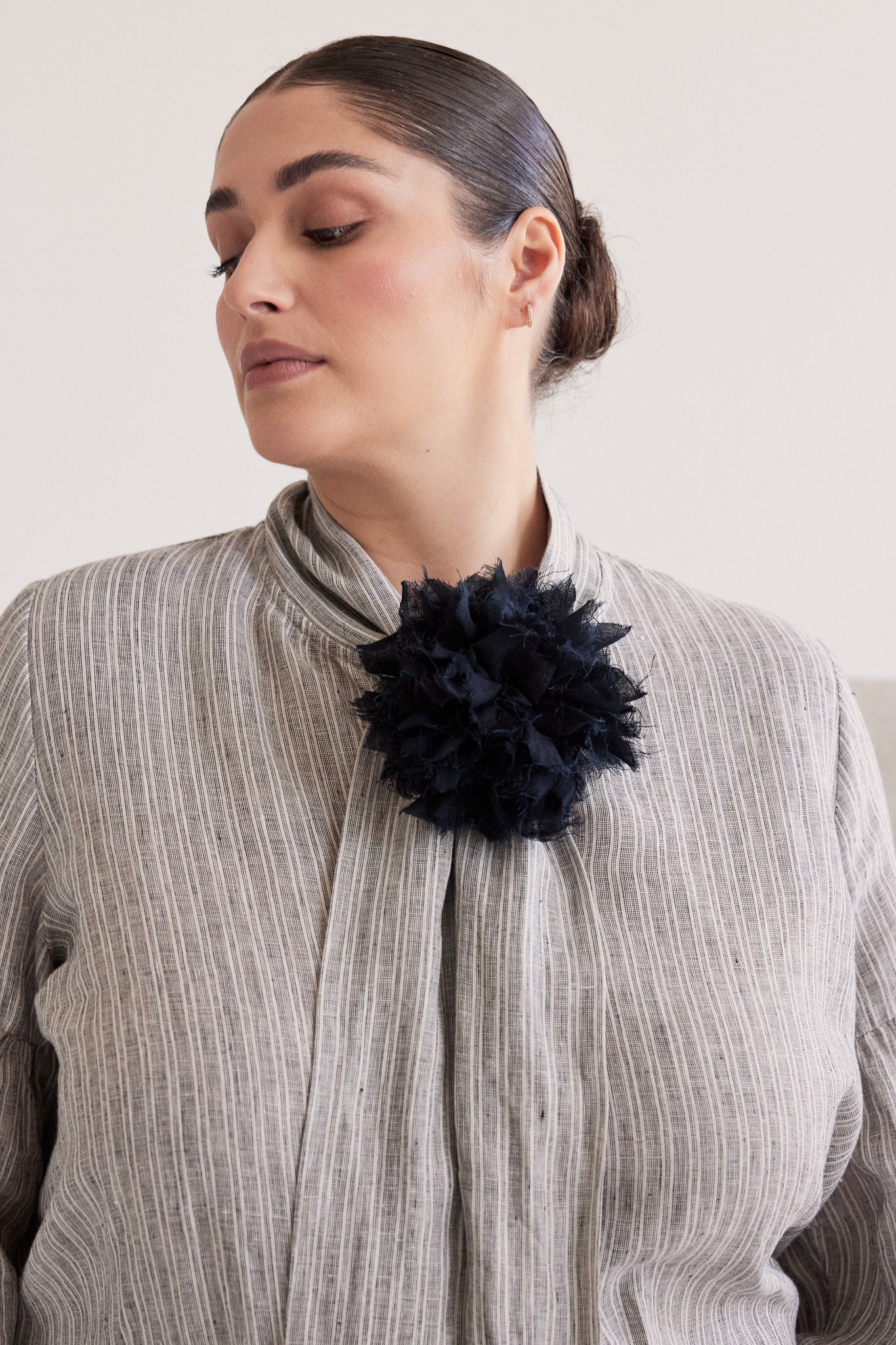 Fabric Flower Brooch | Black