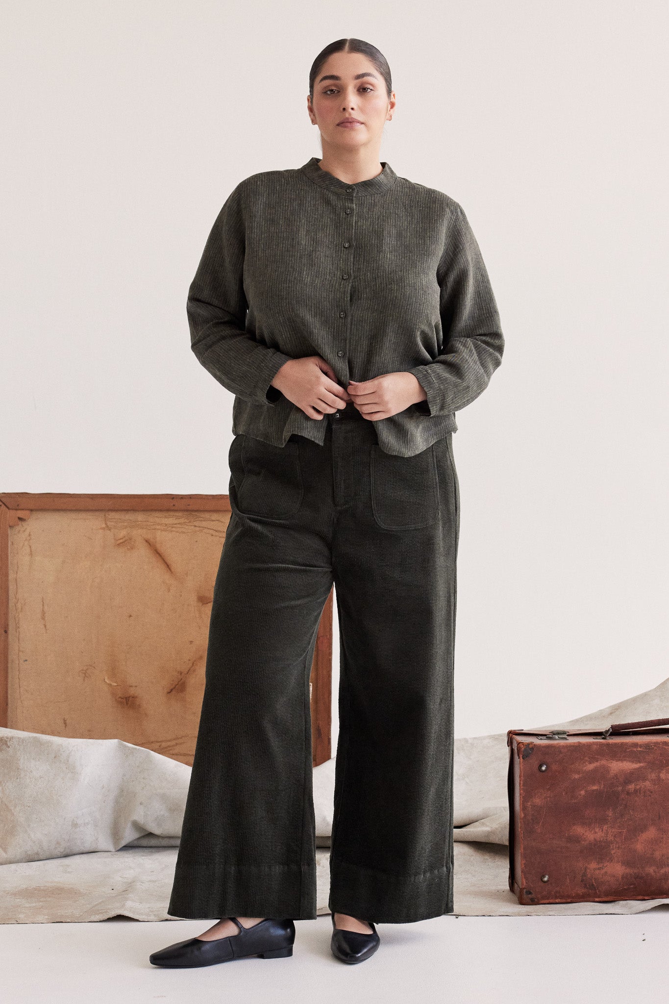 Sawyer Long Sleeve Shirt | Olive Stripe