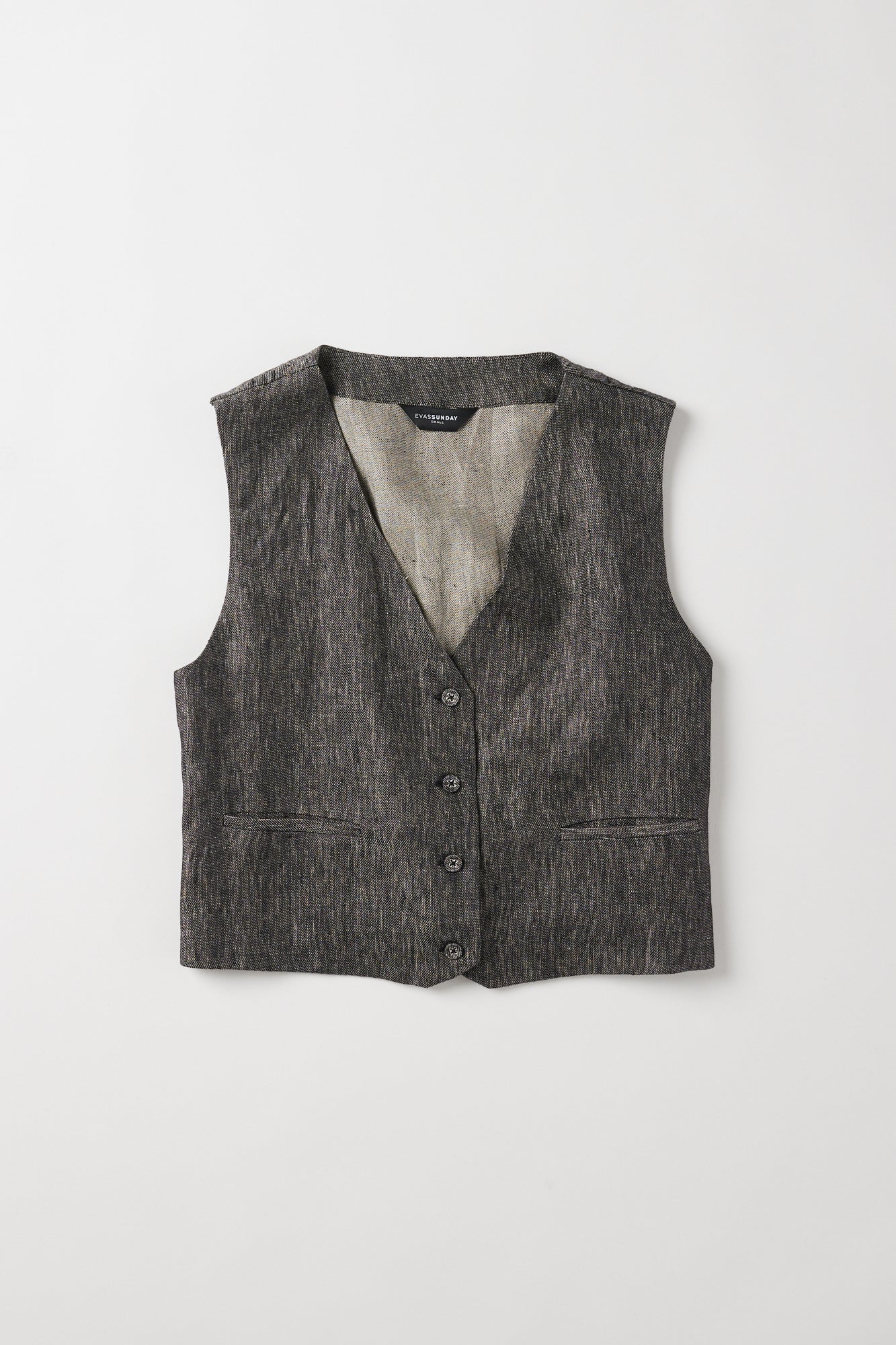 Winston Waistcoat | Black Denim Linen