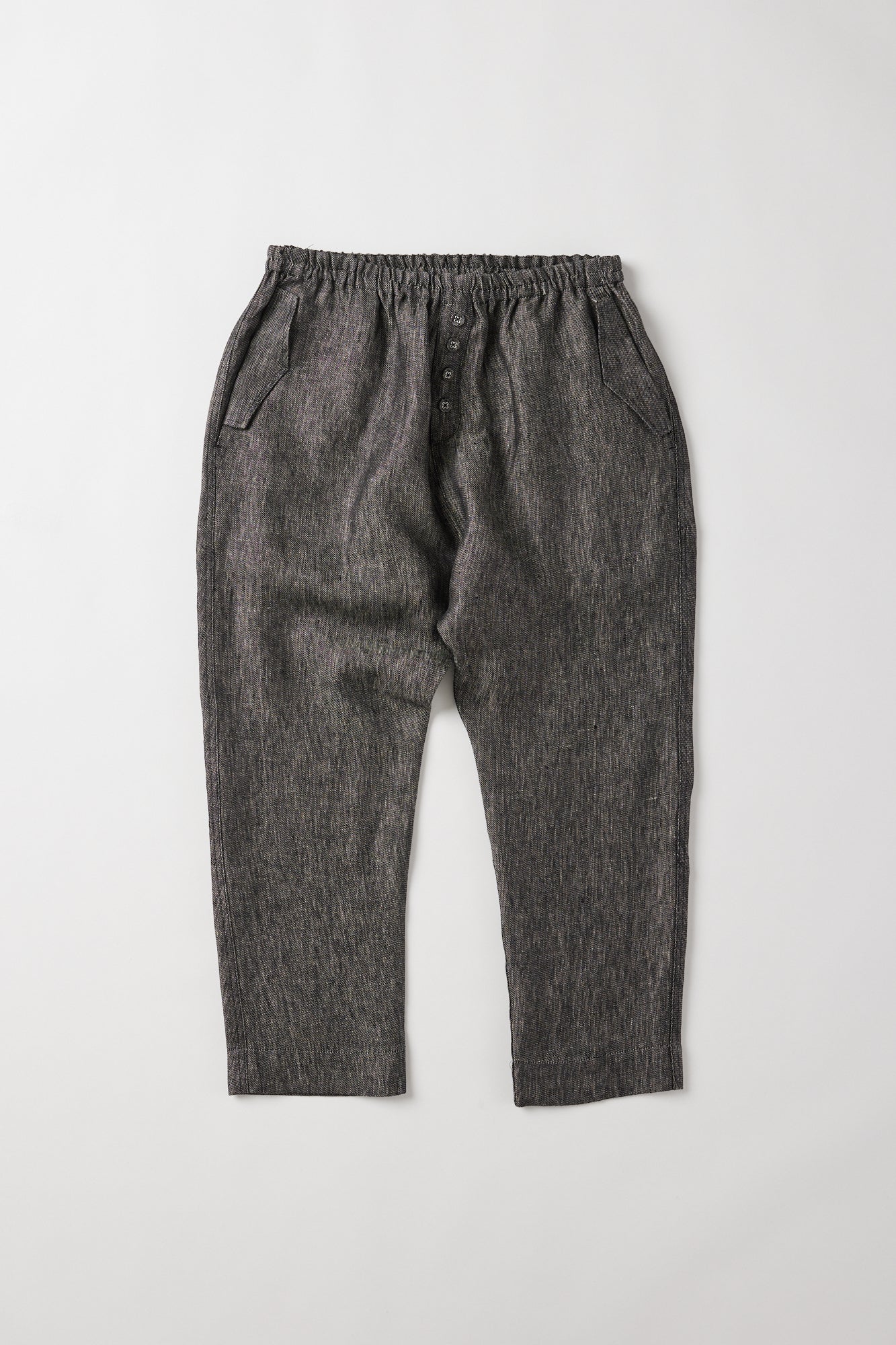 Millicent Drop Crotch Pant | Black Denim Linen