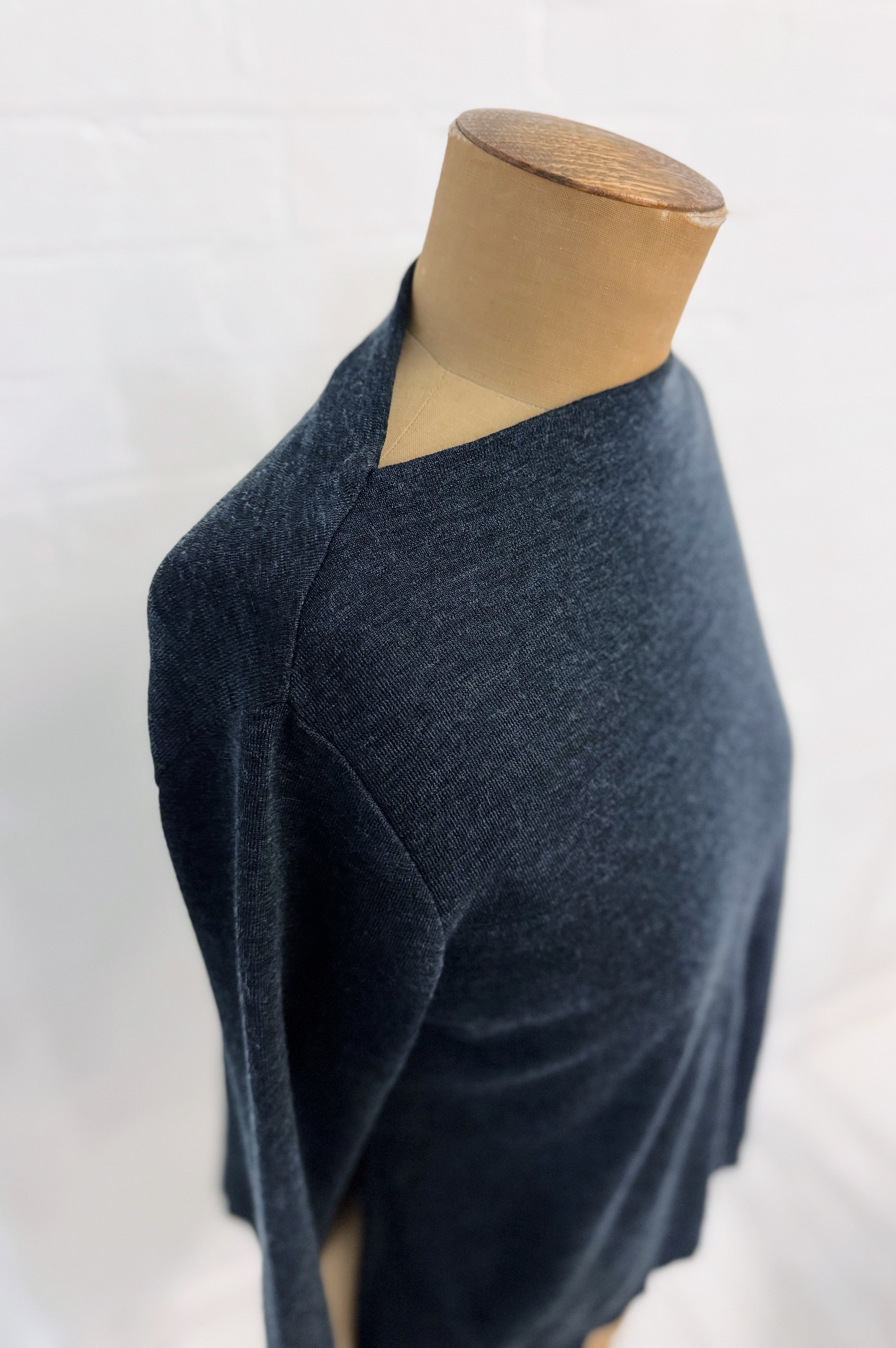 Merino With High Slits | Mid Blue Melange