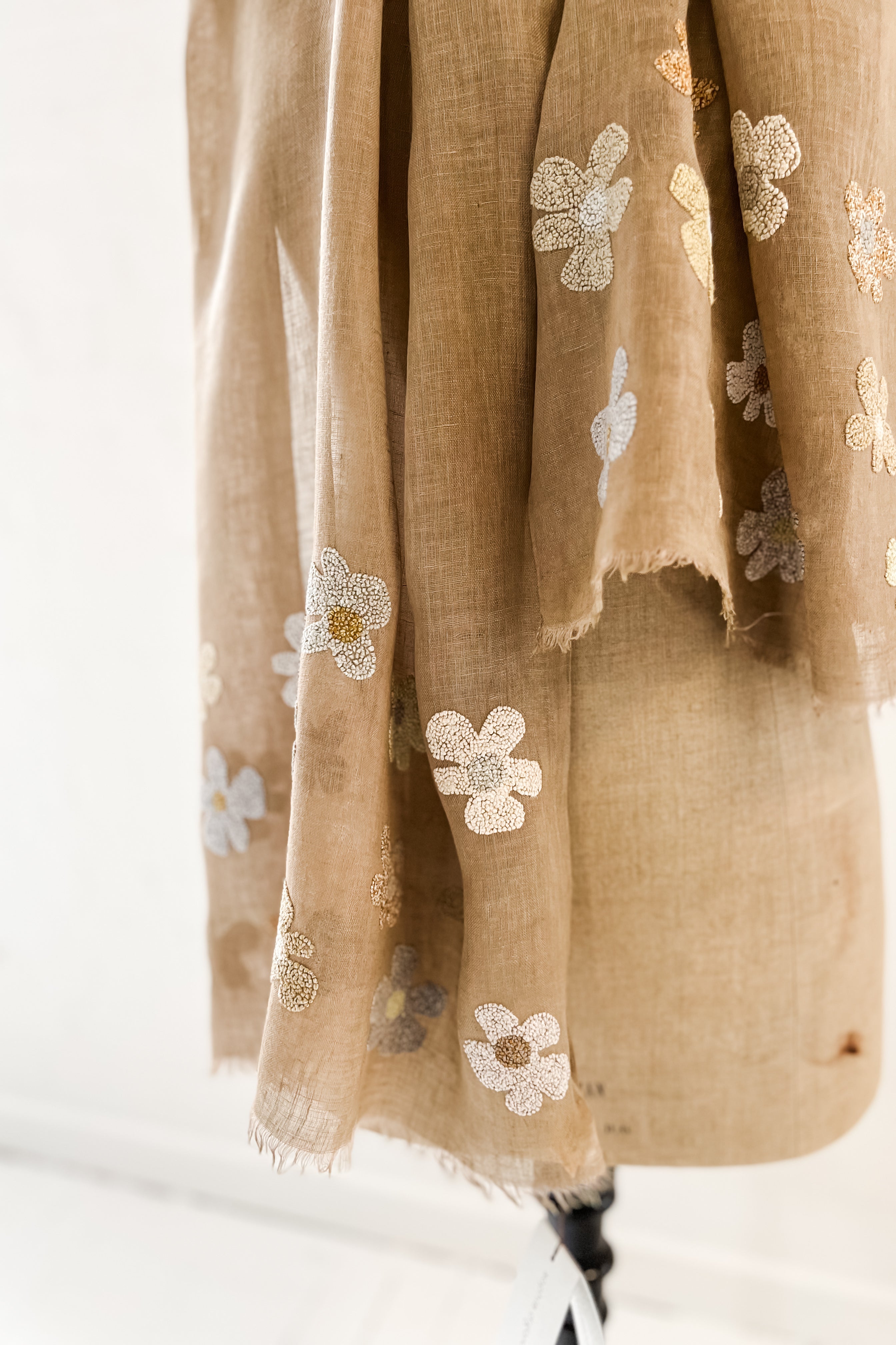 Sophie Digard | Embroidered Linen Stole | Scattered Flowers