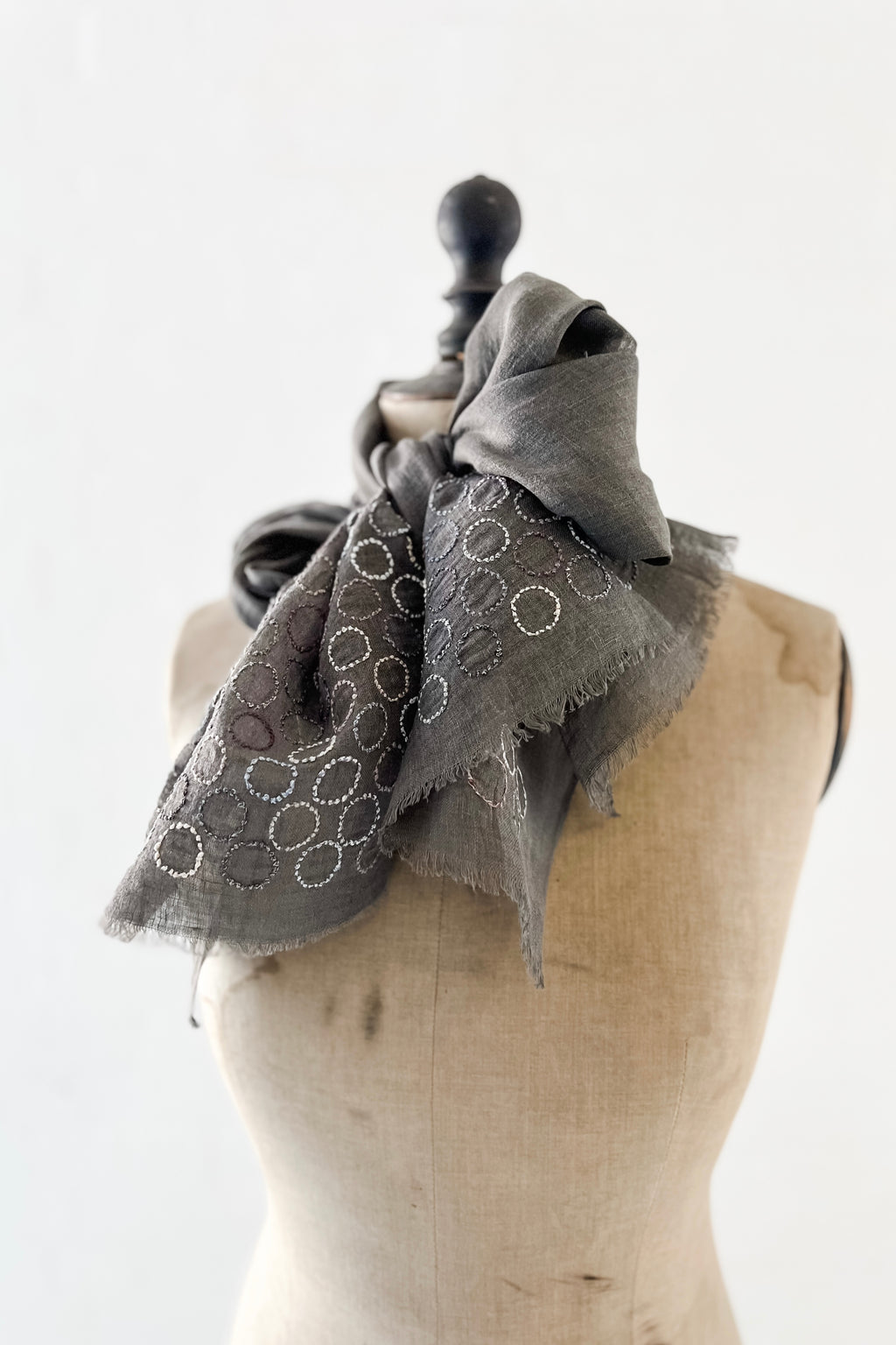 Sophie Digard | Embroidered Linen Stole | Spot Outline