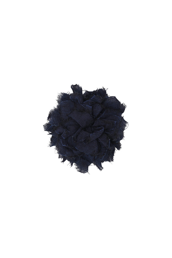 Fabric Flower Brooch | Navy Gauze