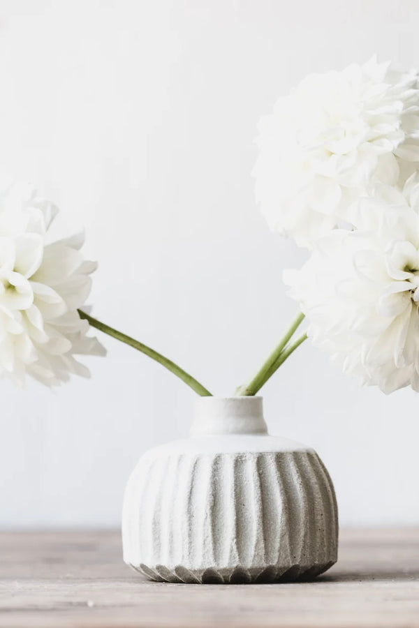 Clay Beehive | White Fluted Vase