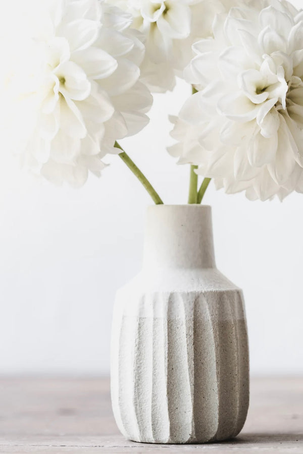 Clay Beehive | White Fluted Vase