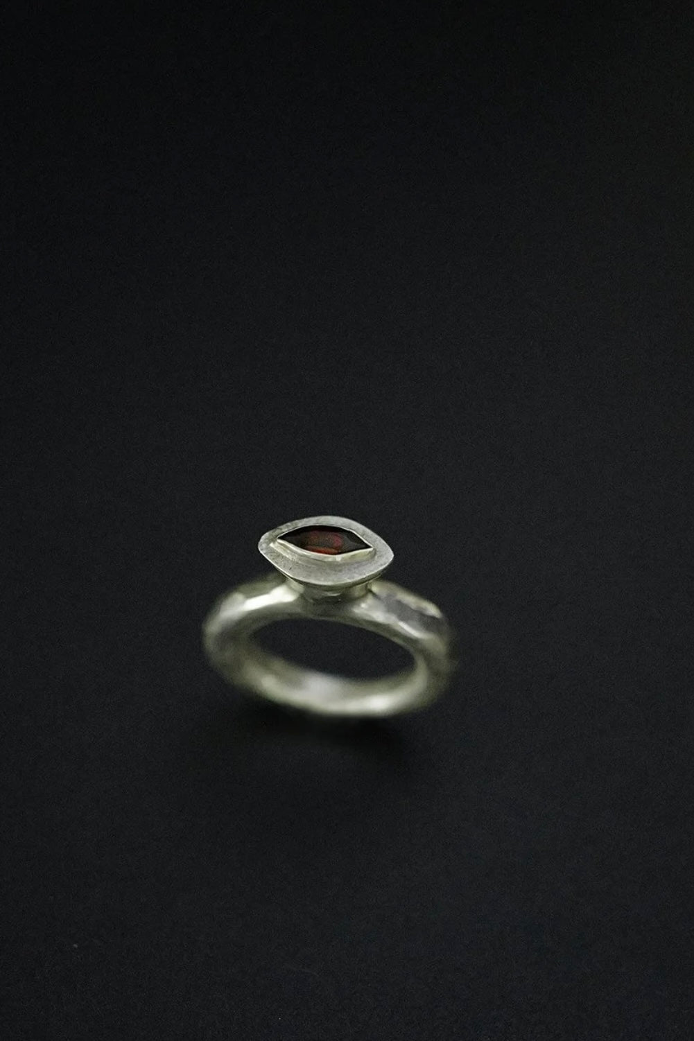 Ewa Jewellery | Evil Eye Ring with Garnet | Silver