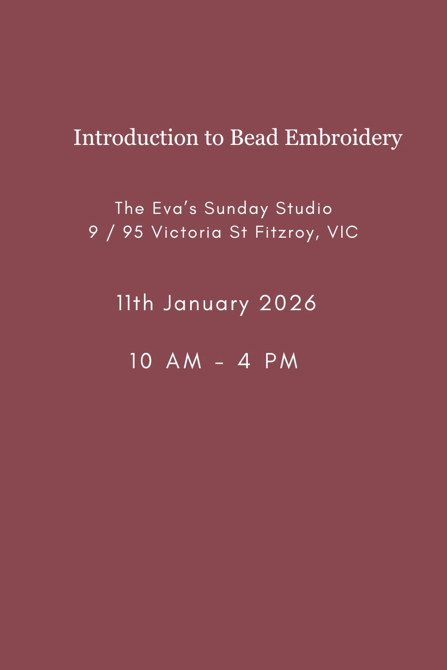 Introduction to Bead Embroidery with Bella MacIsaac | 11 Jan 2026