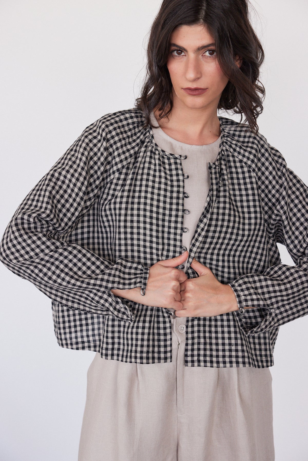 Rhodesia Button Up Blouse | Black Gingham