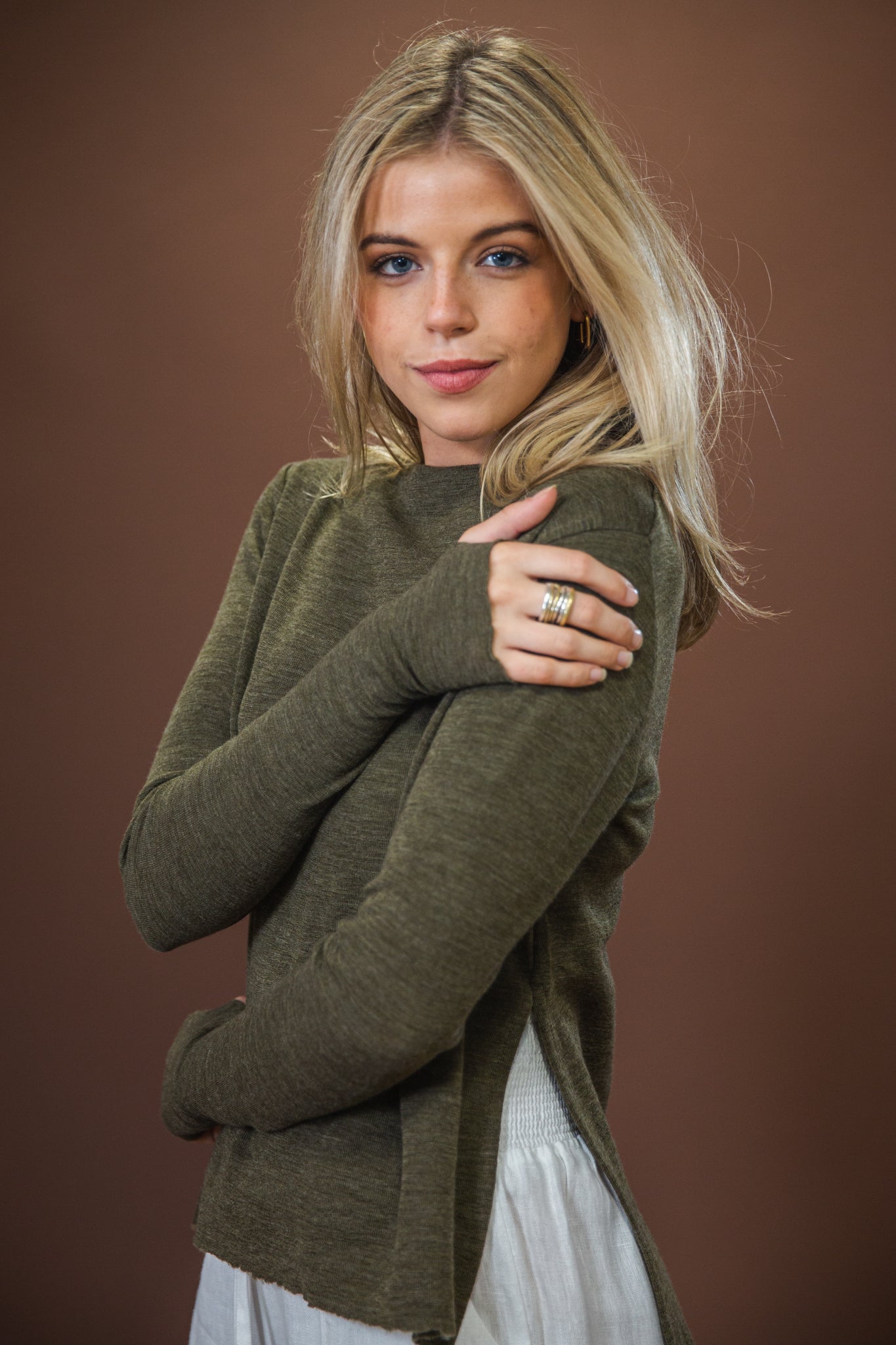 Merino With High Slits | Capers Melange