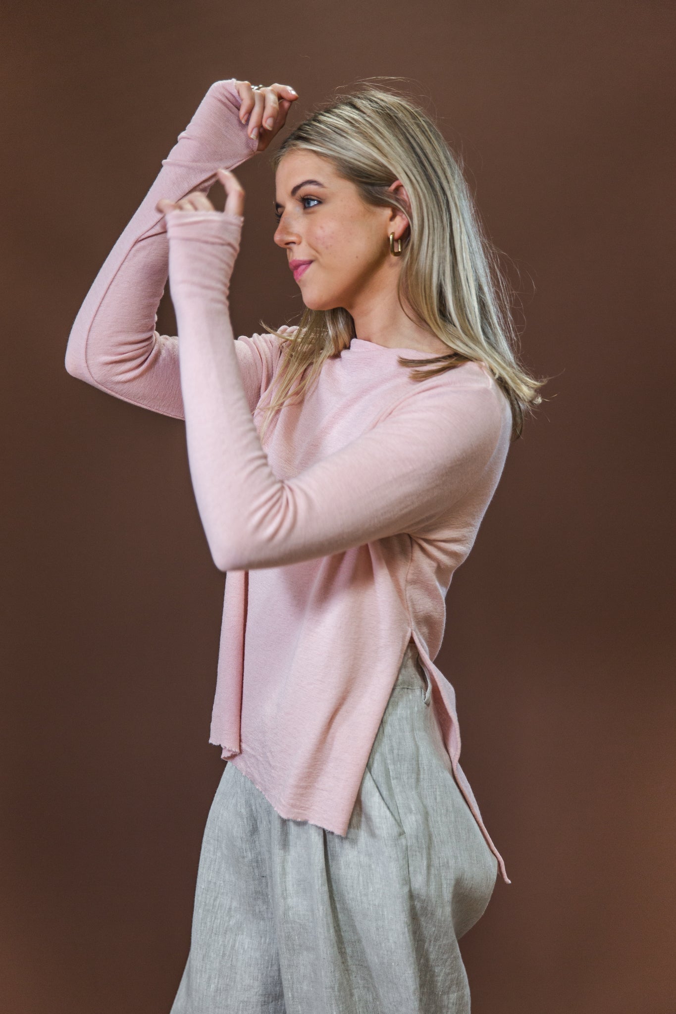 Merino With High Slits | Rose