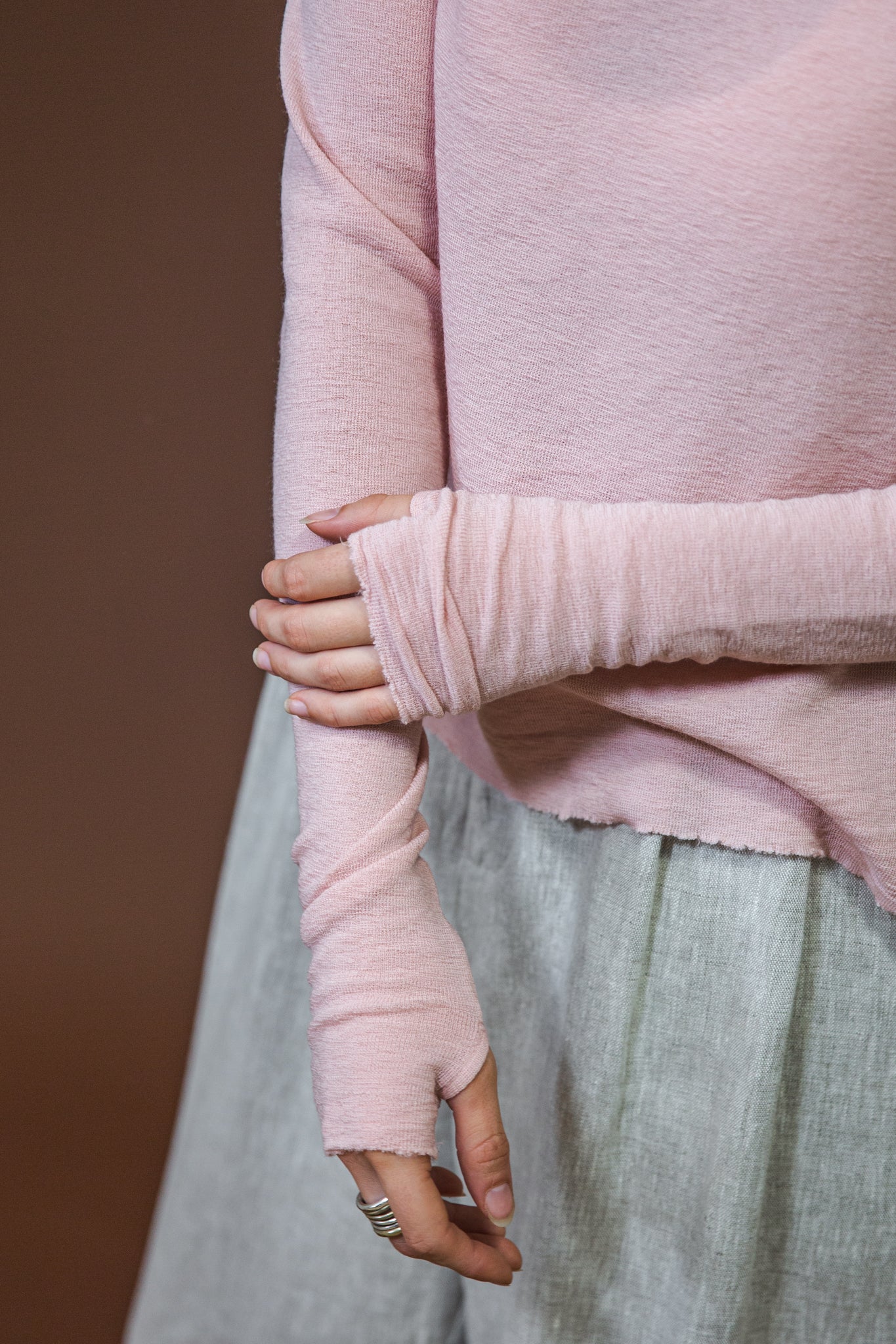 Merino With High Slits | Rose