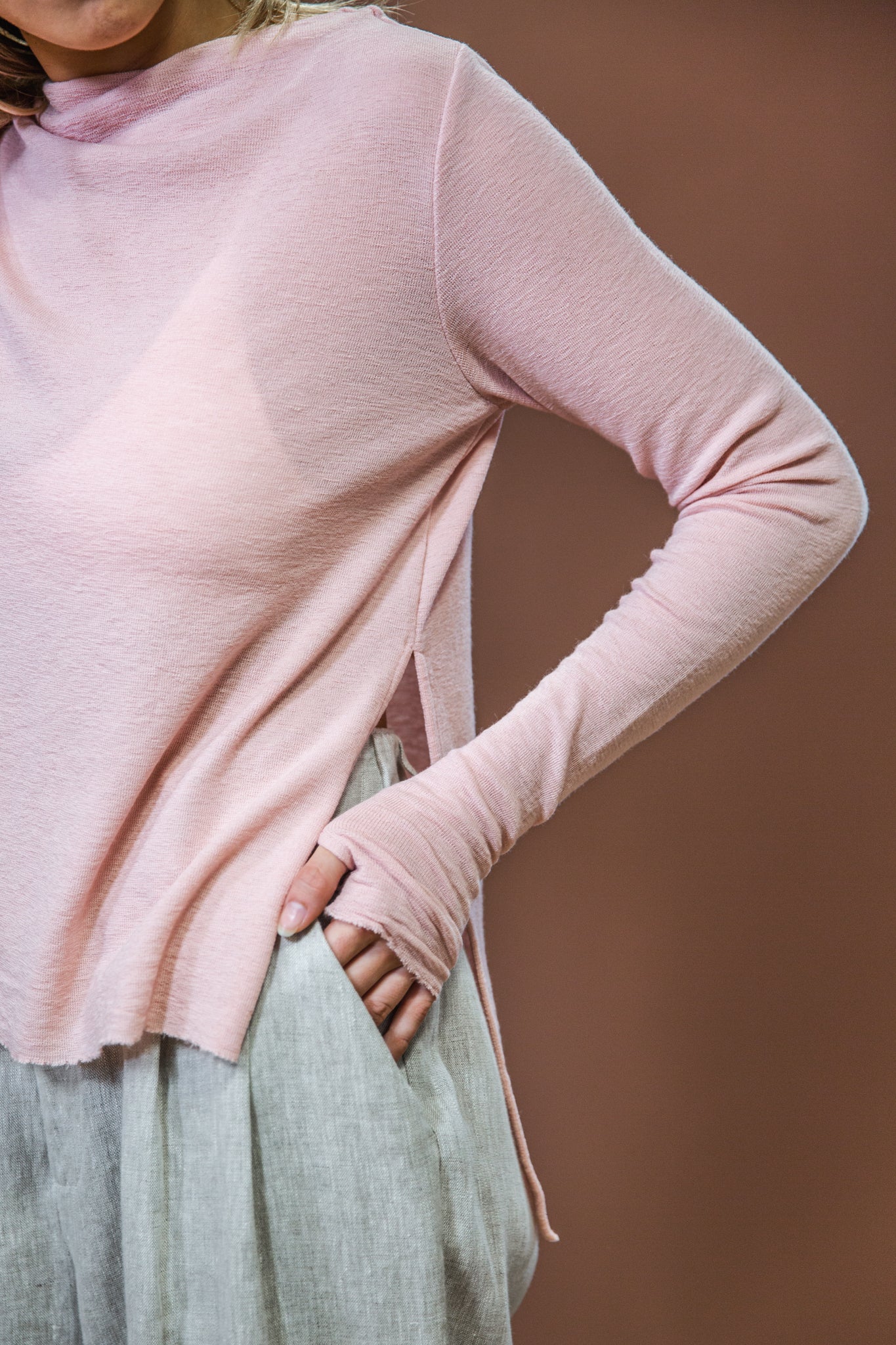 Merino With High Slits | Rose