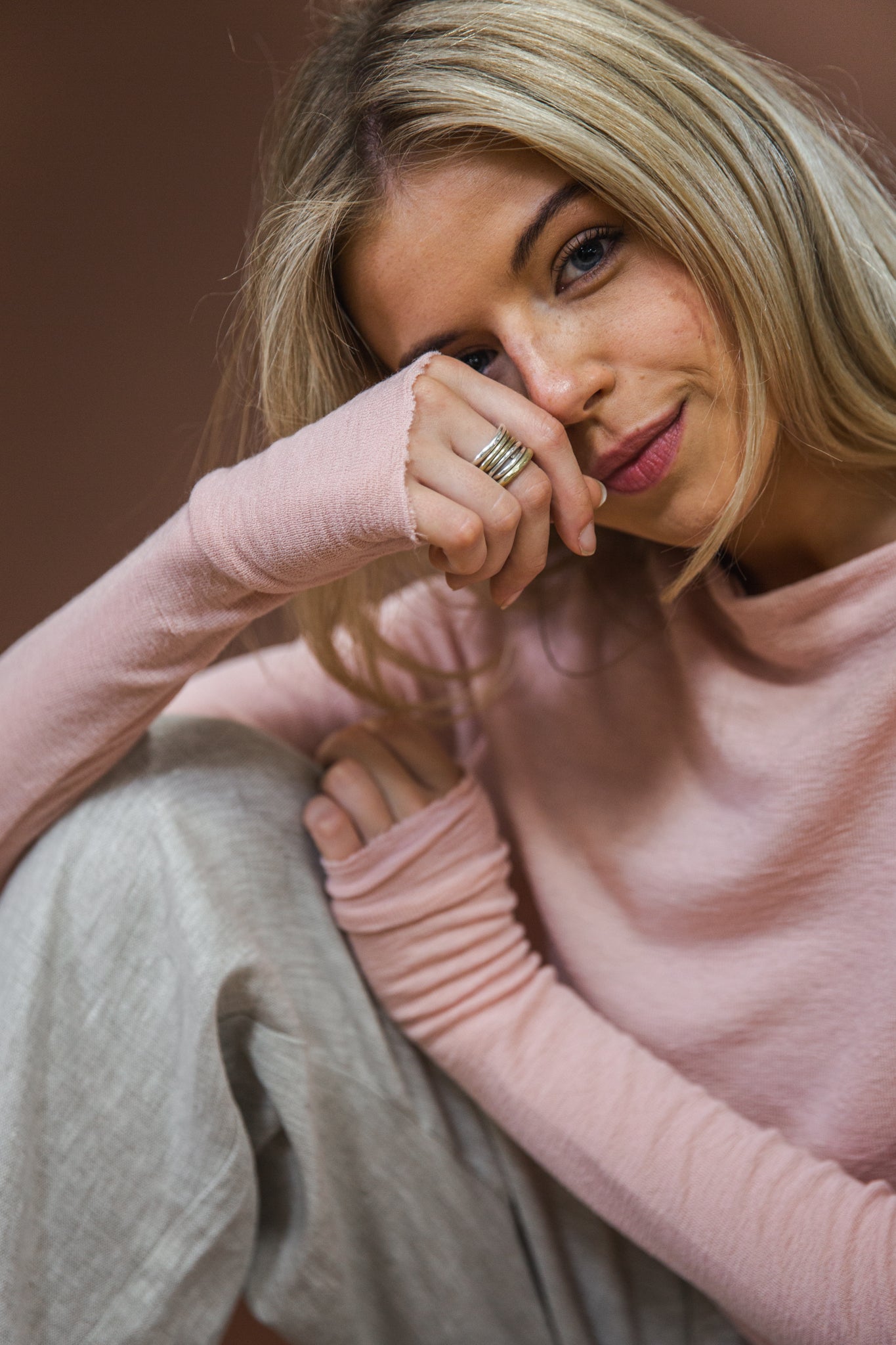 Merino With High Slits | Rose