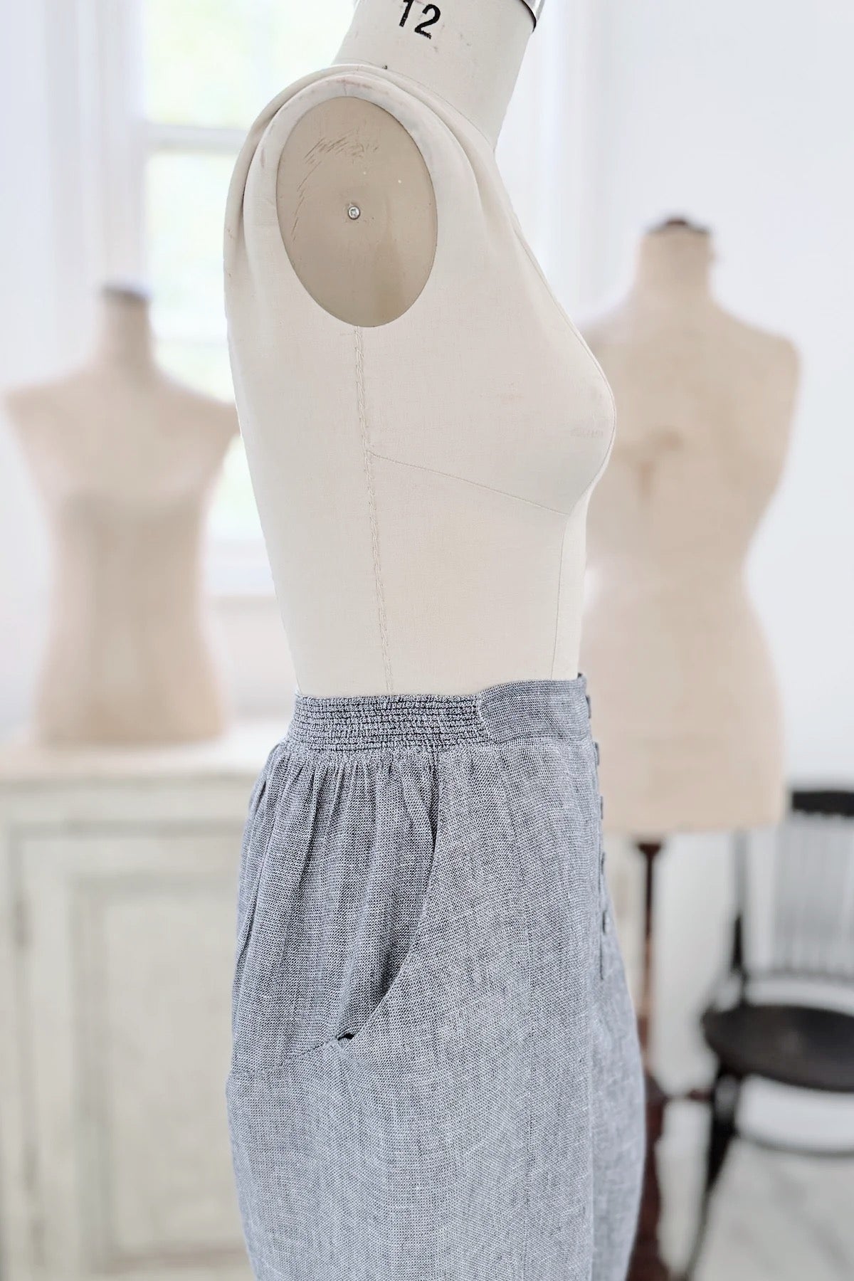 GW | Button Front Harem | Mottled Blue | M