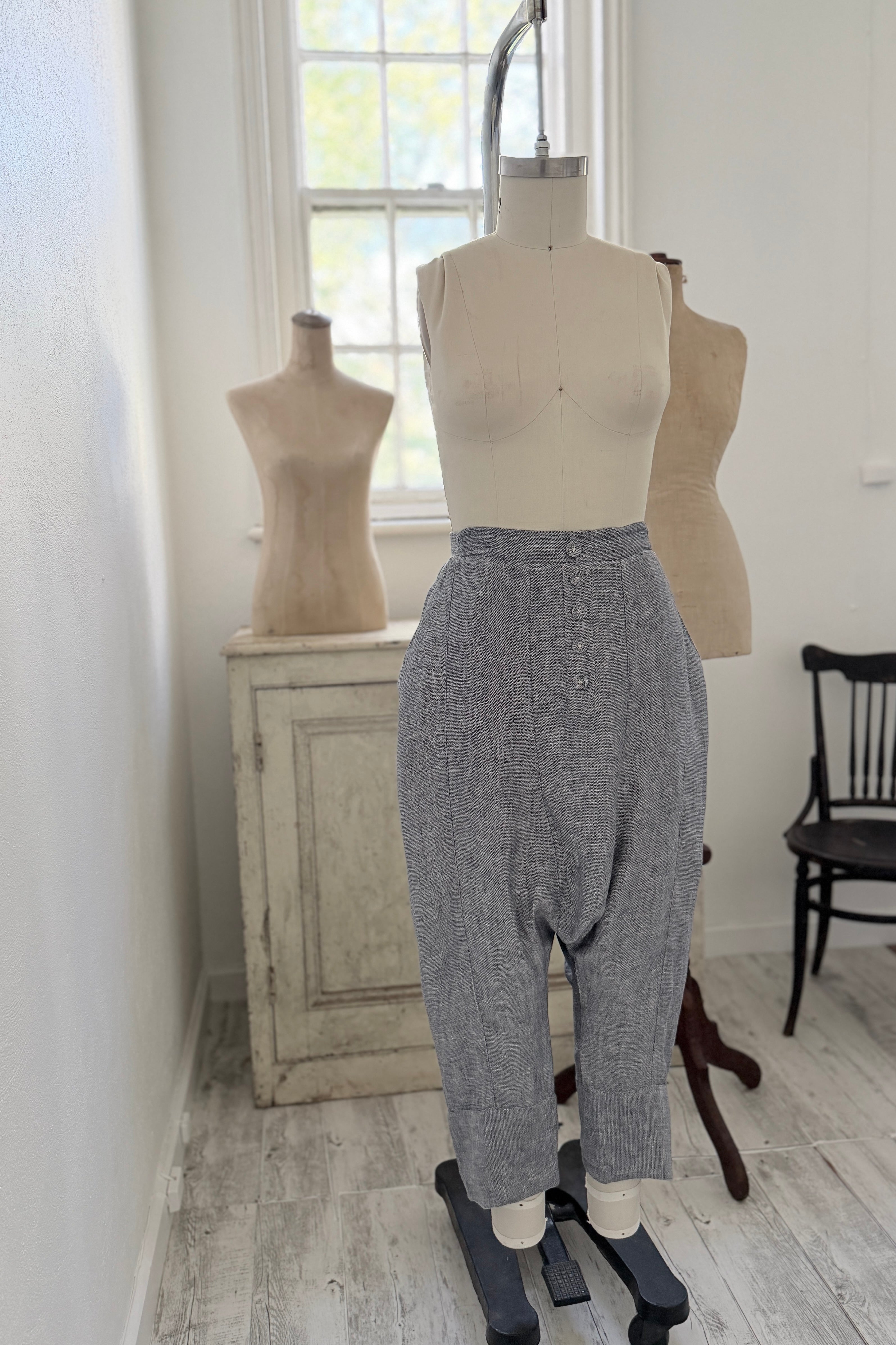 GW | Button Front Harem | Mottled Blue | M