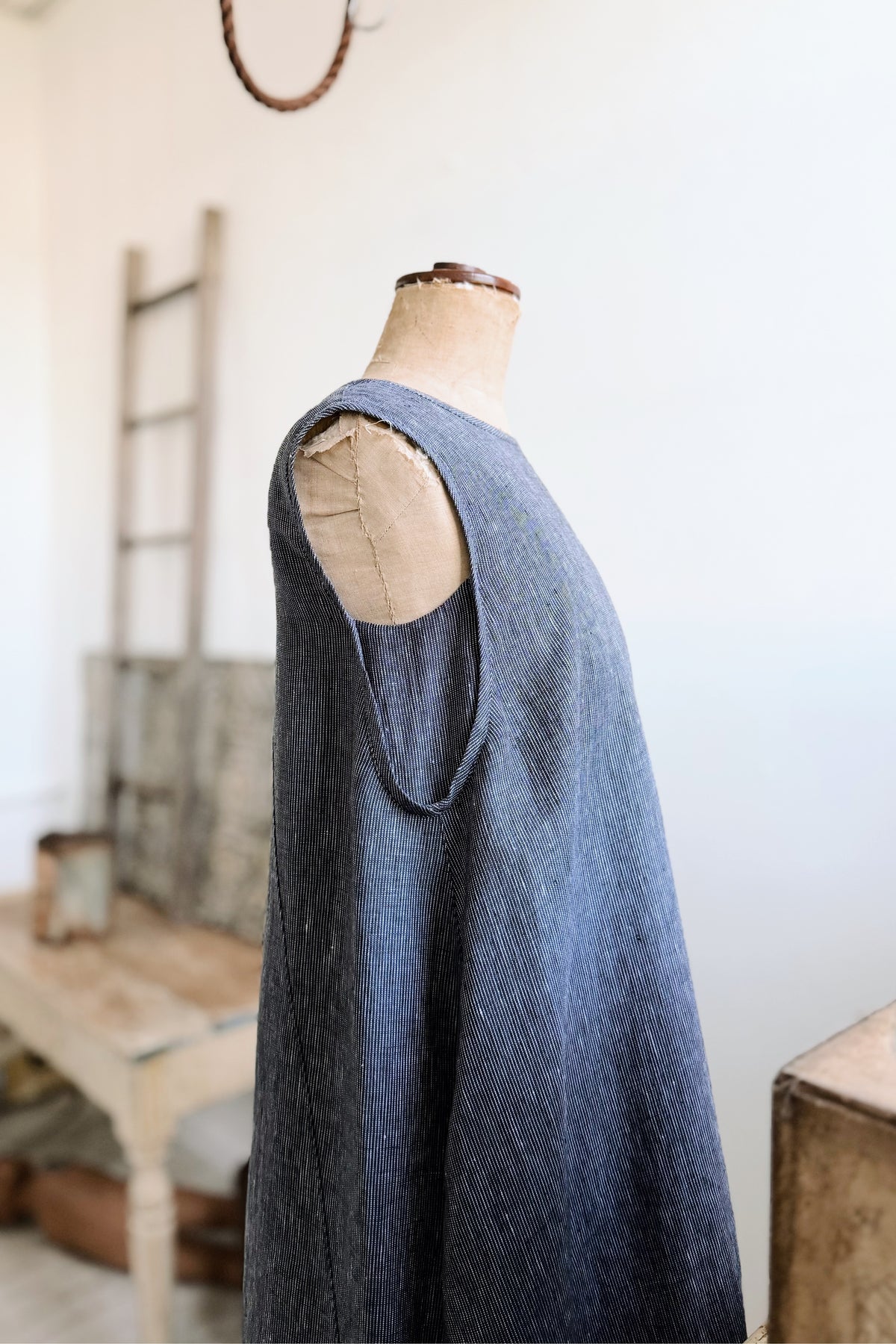 GW | Mia Dress Sample | Navy Pinstripe | XS