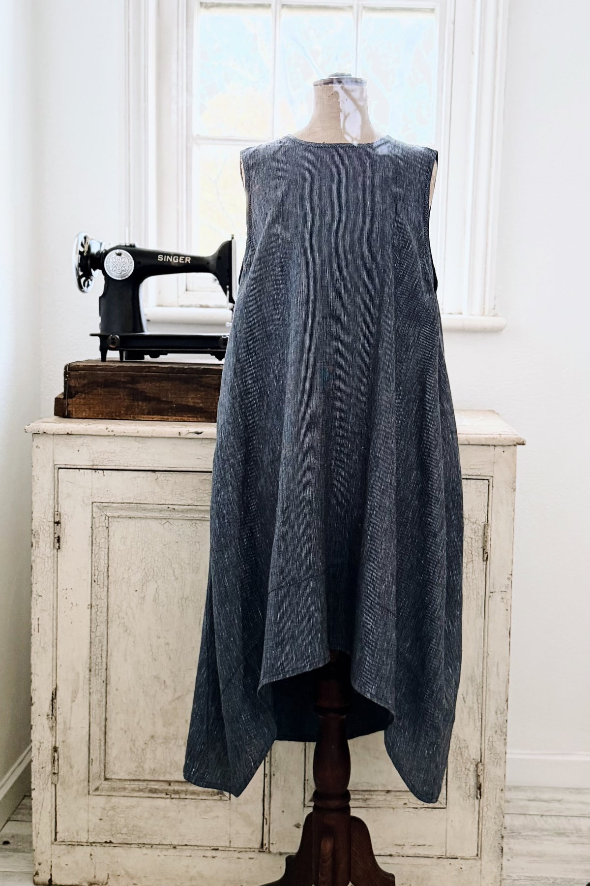 GW | Mia Dress Sample | Navy Pinstripe | XS