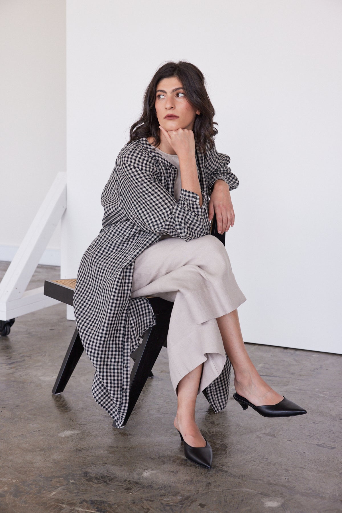 Gianna Belted Dress | Black Gingham