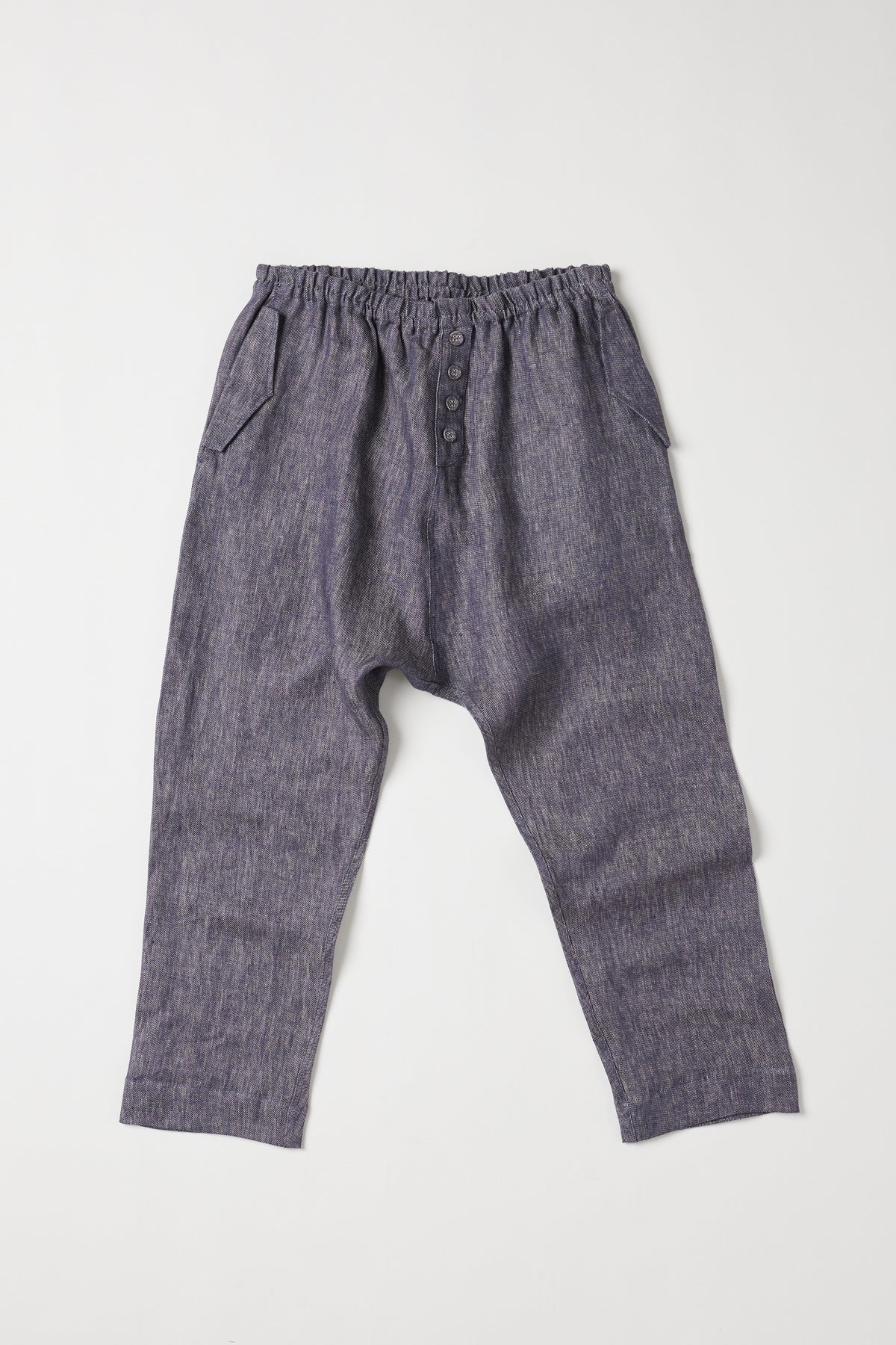 Millicent Drop Crotch Pant | Dusty Denim Linen