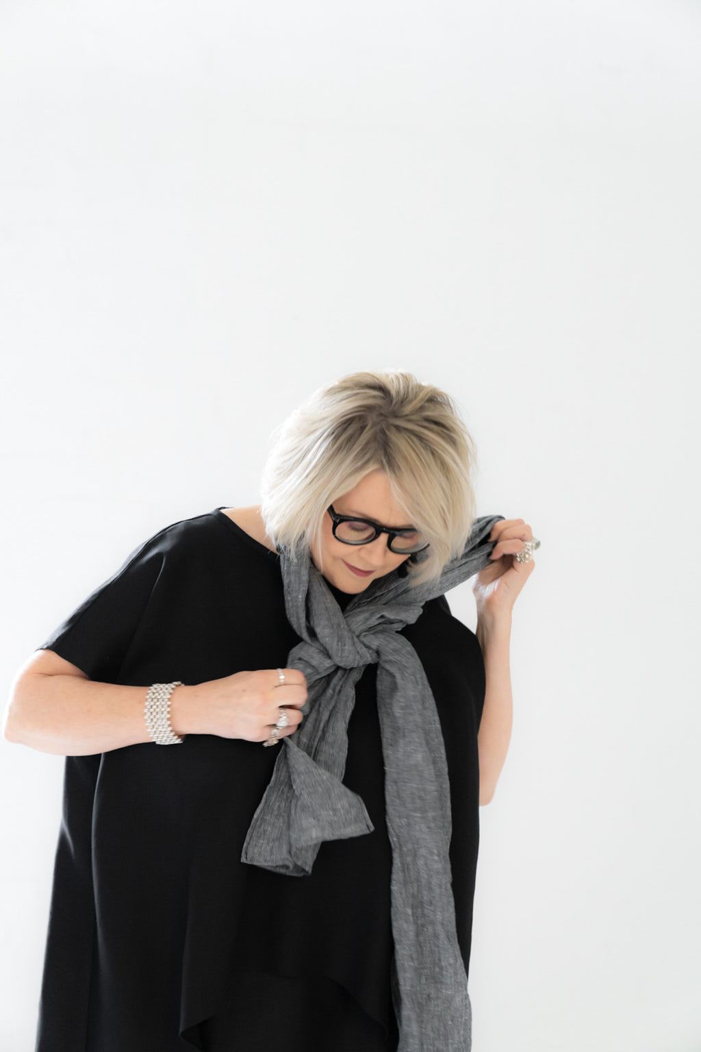 Obi Scarf | Mottled Black Gauze