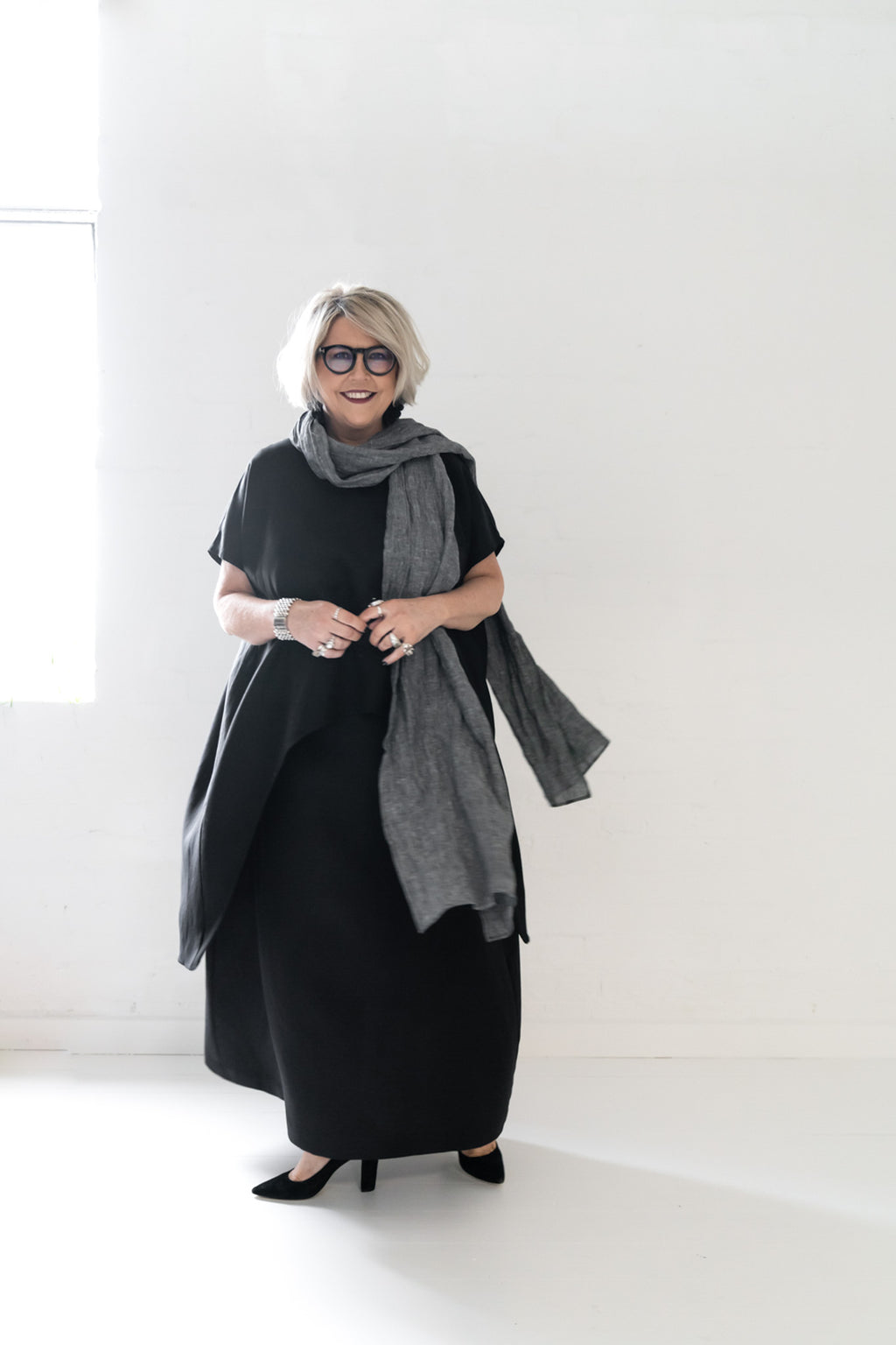 Obi Scarf | Mottled Black Gauze