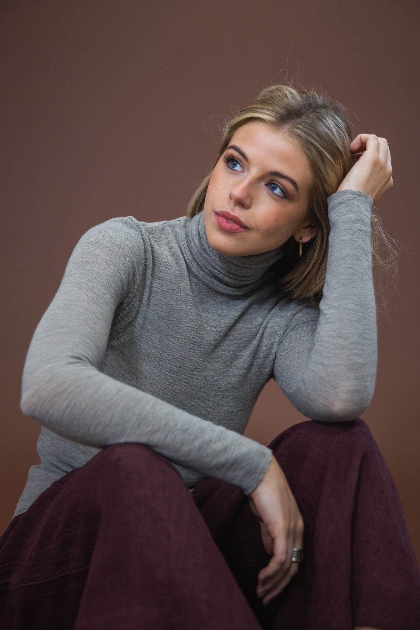 Merino Roll Neck | Elephant Melange