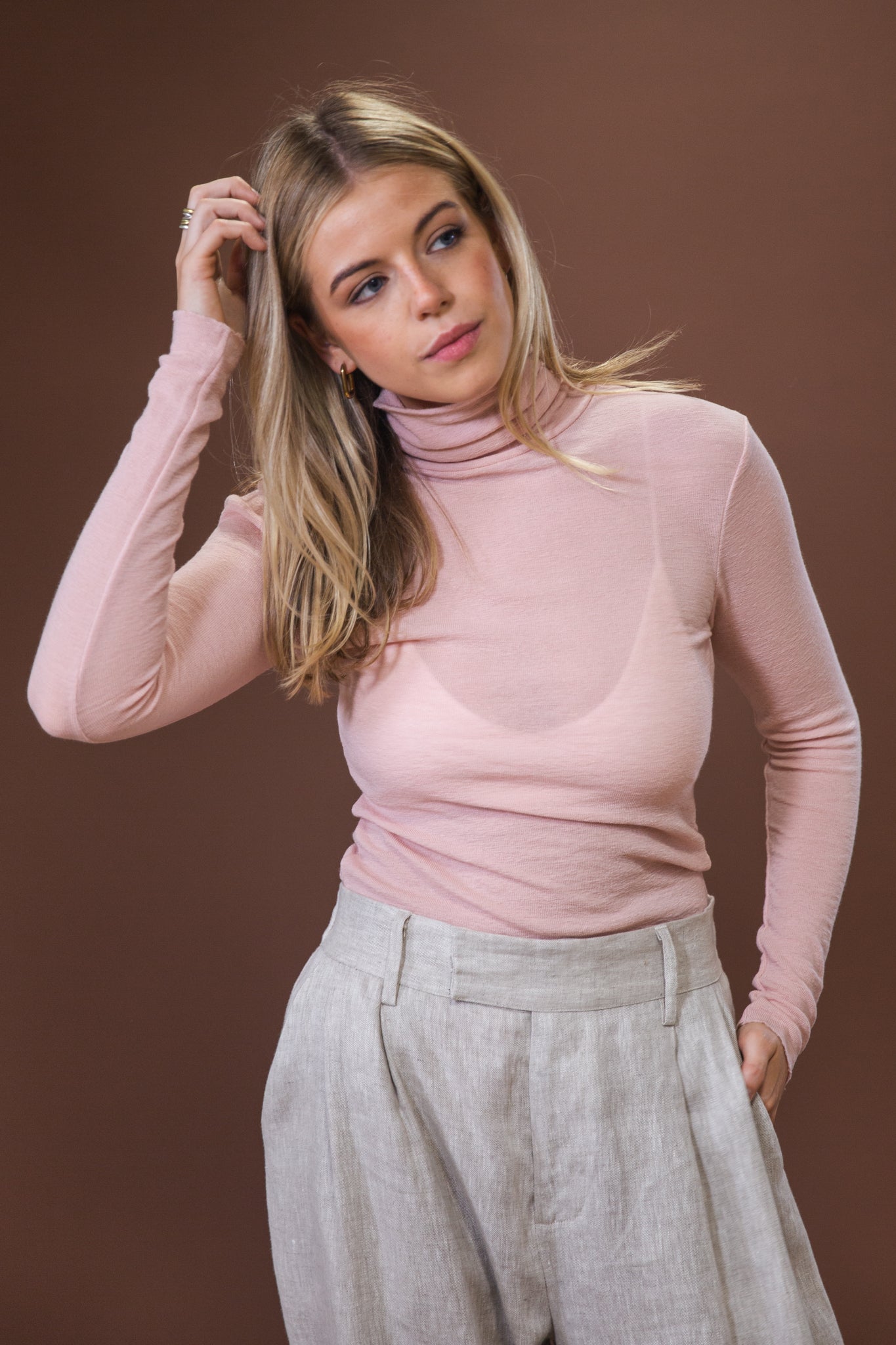 Merino Roll Neck | Rose