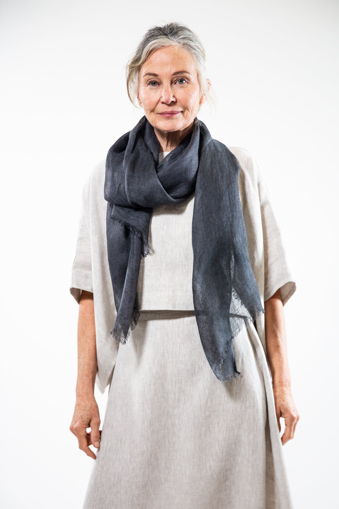 Linen Gauze Scarf | Faded Ink