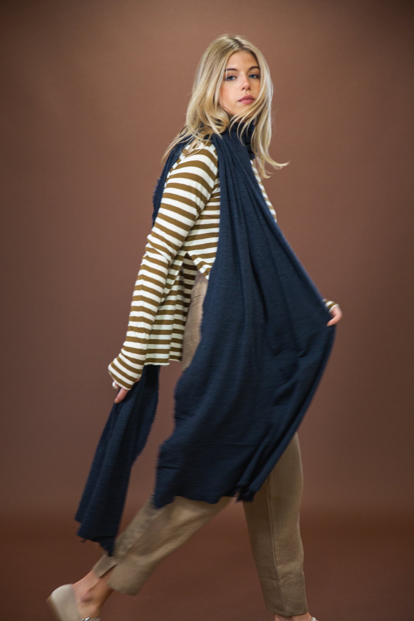 Merino Scarf | Mid Blue Melange