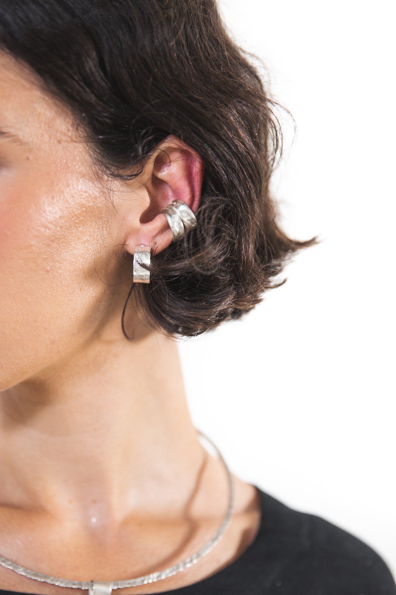 EWA Tribal | Small Hoops | Silver