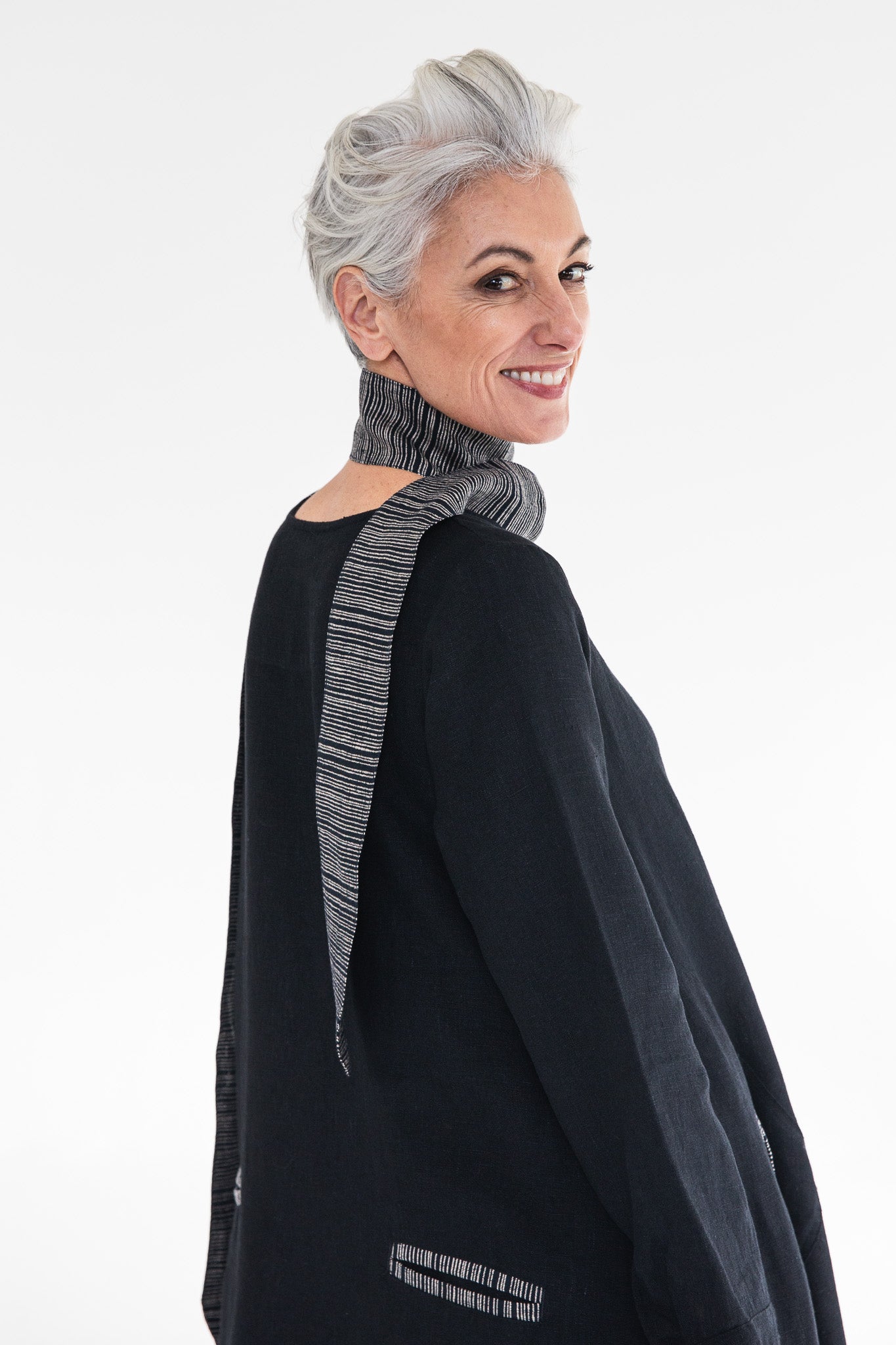 Pointed Tie | Raven Stripe