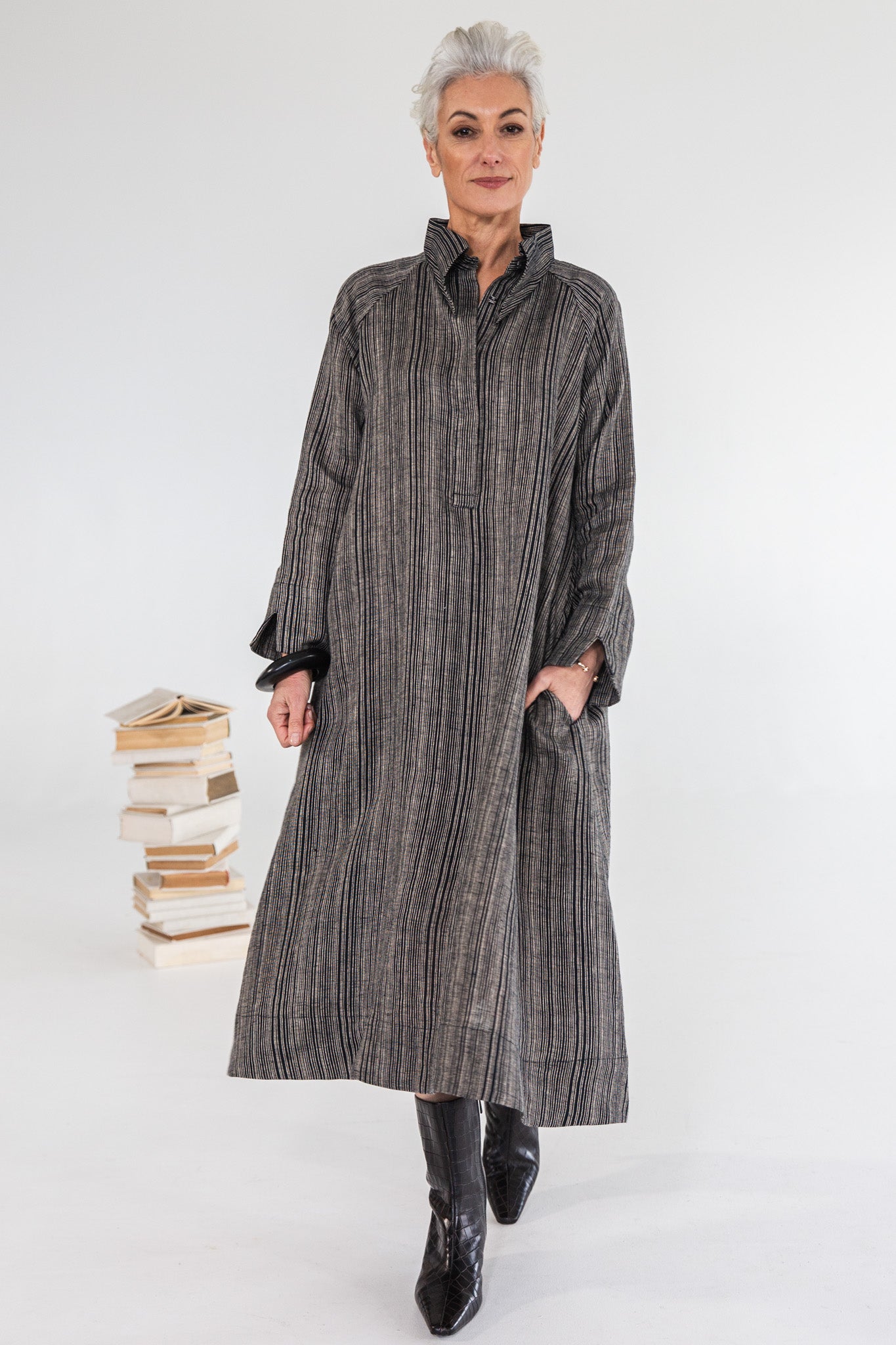 Luna Dress | Raven Stripe