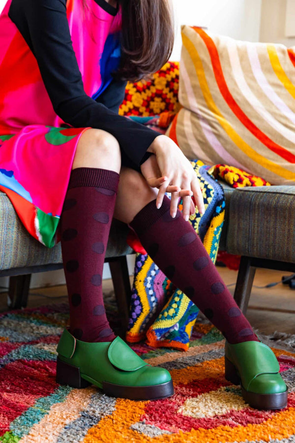Tightology | Yayoi Burgundy Wool Socks
