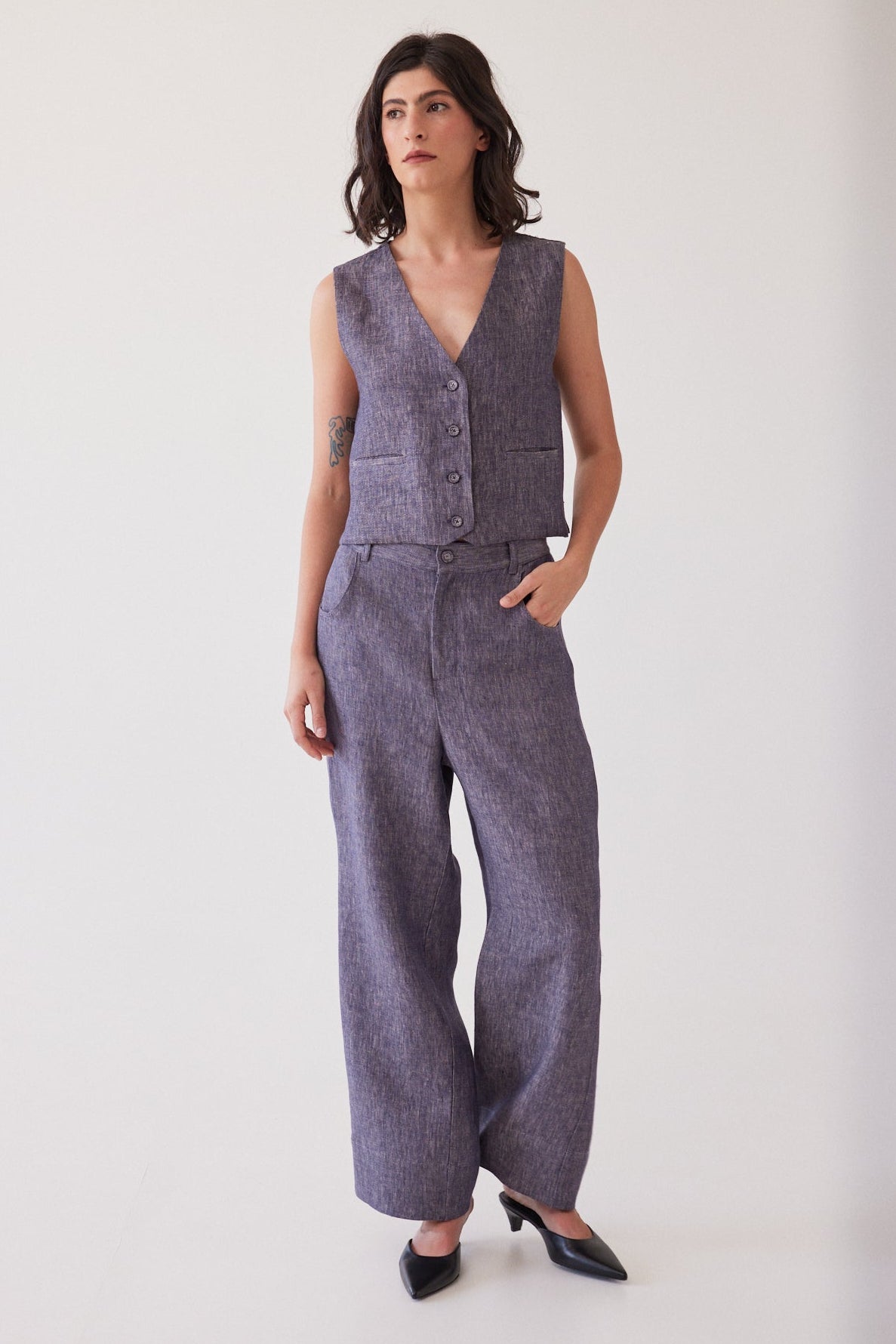 Lincoln Straight Leg Pant | Dusty Denim Linen