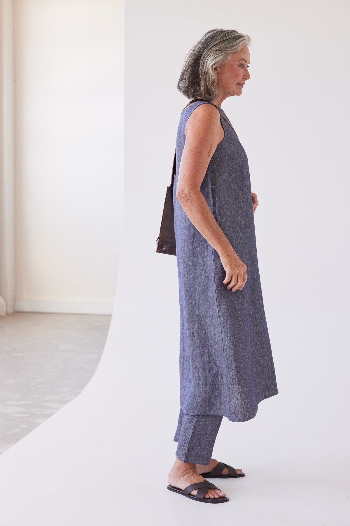 Asher Sleeveless Dress | Dusty Denim Linen