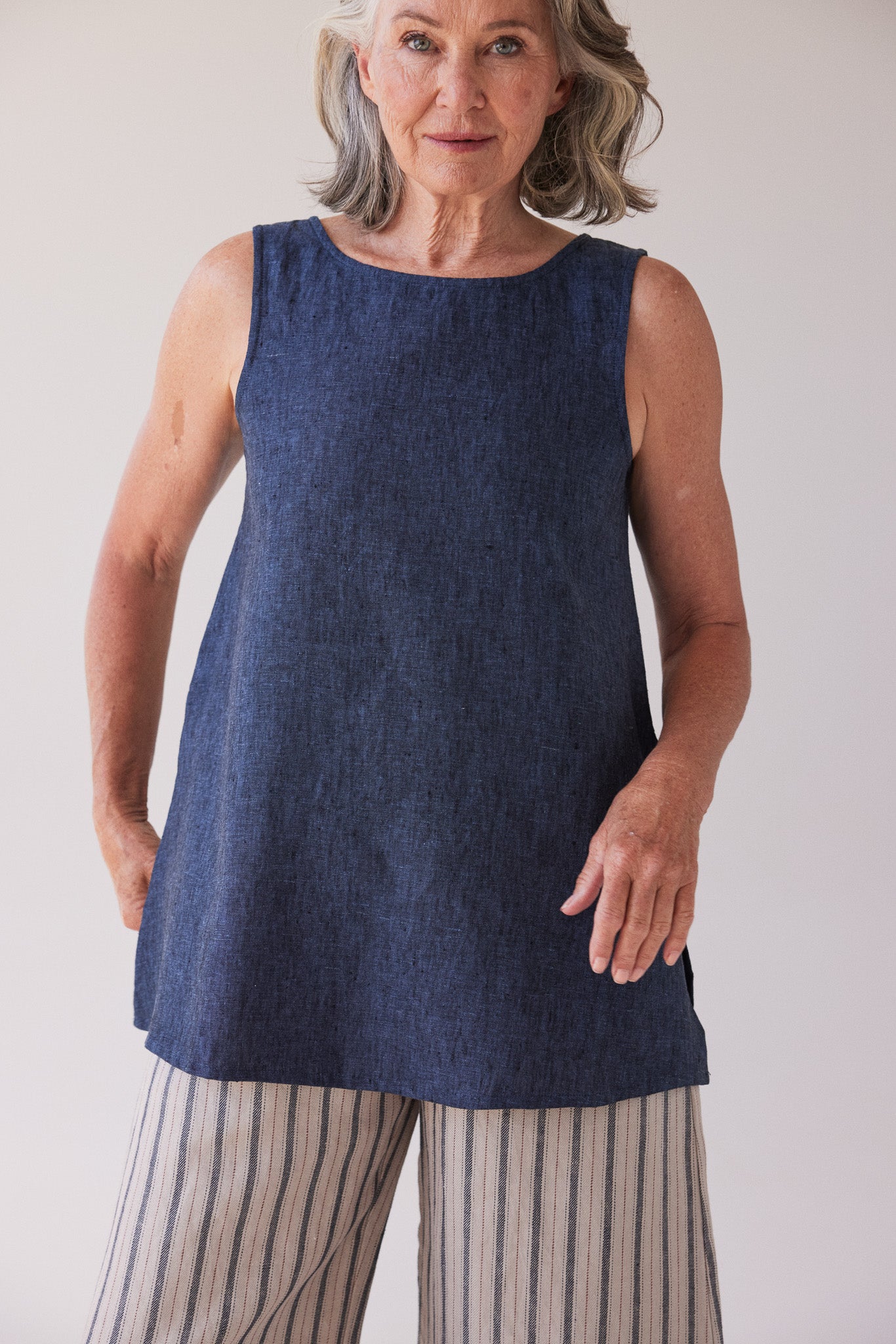 Asher Sleeveless Top | Navy