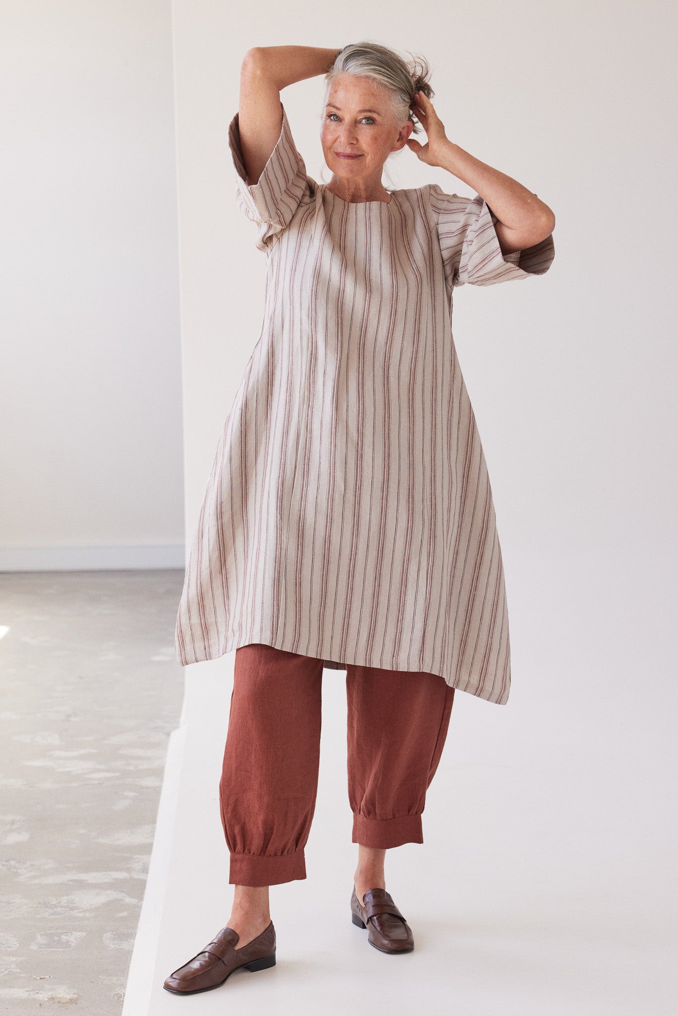 Avery Midi Dress | Brick Stripe