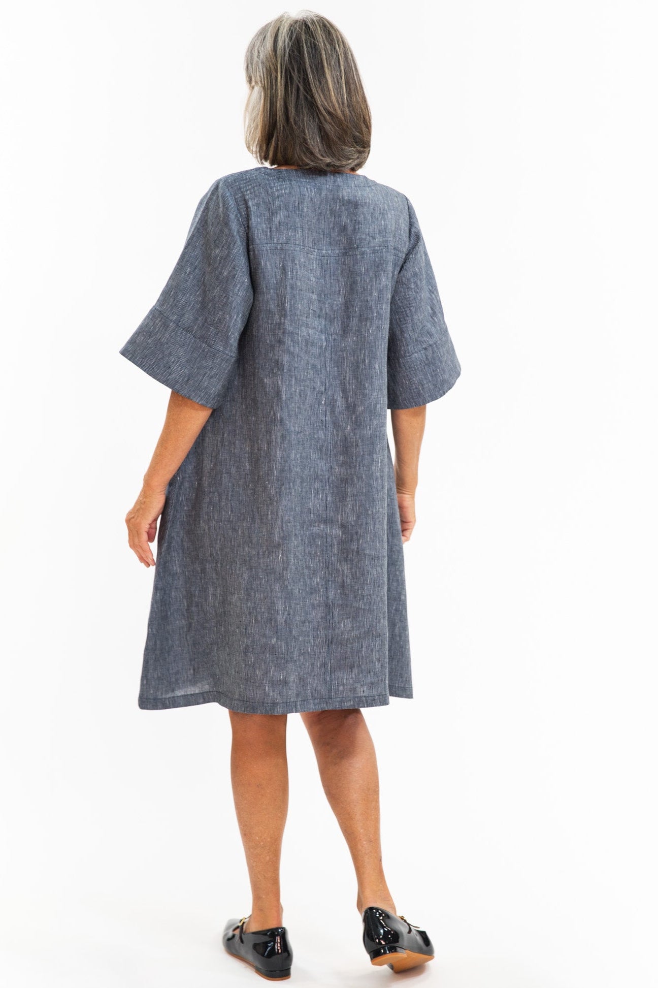 Avery Dress | Navy Pinstripe