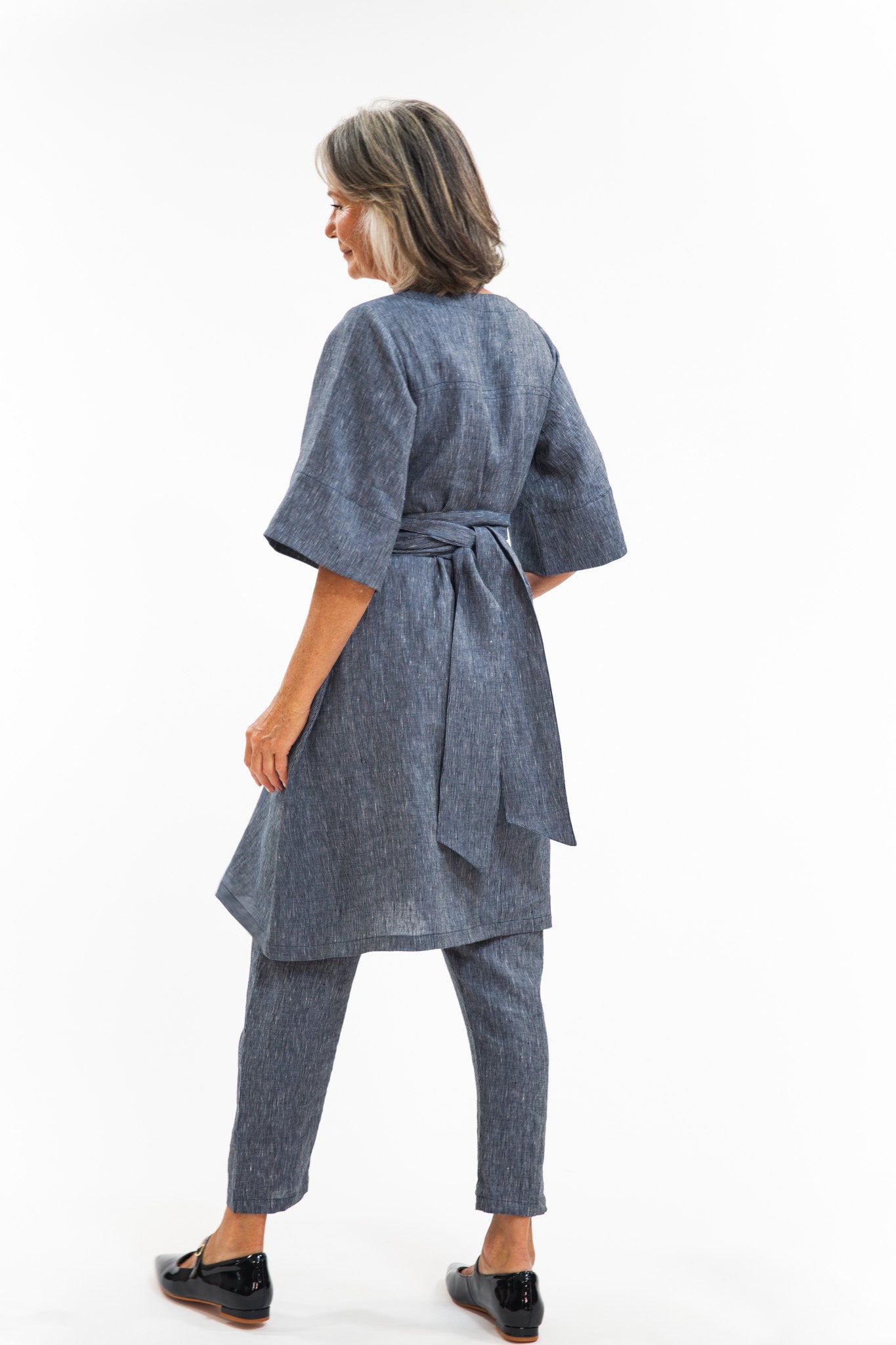 Avery Dress | Navy Pinstripe