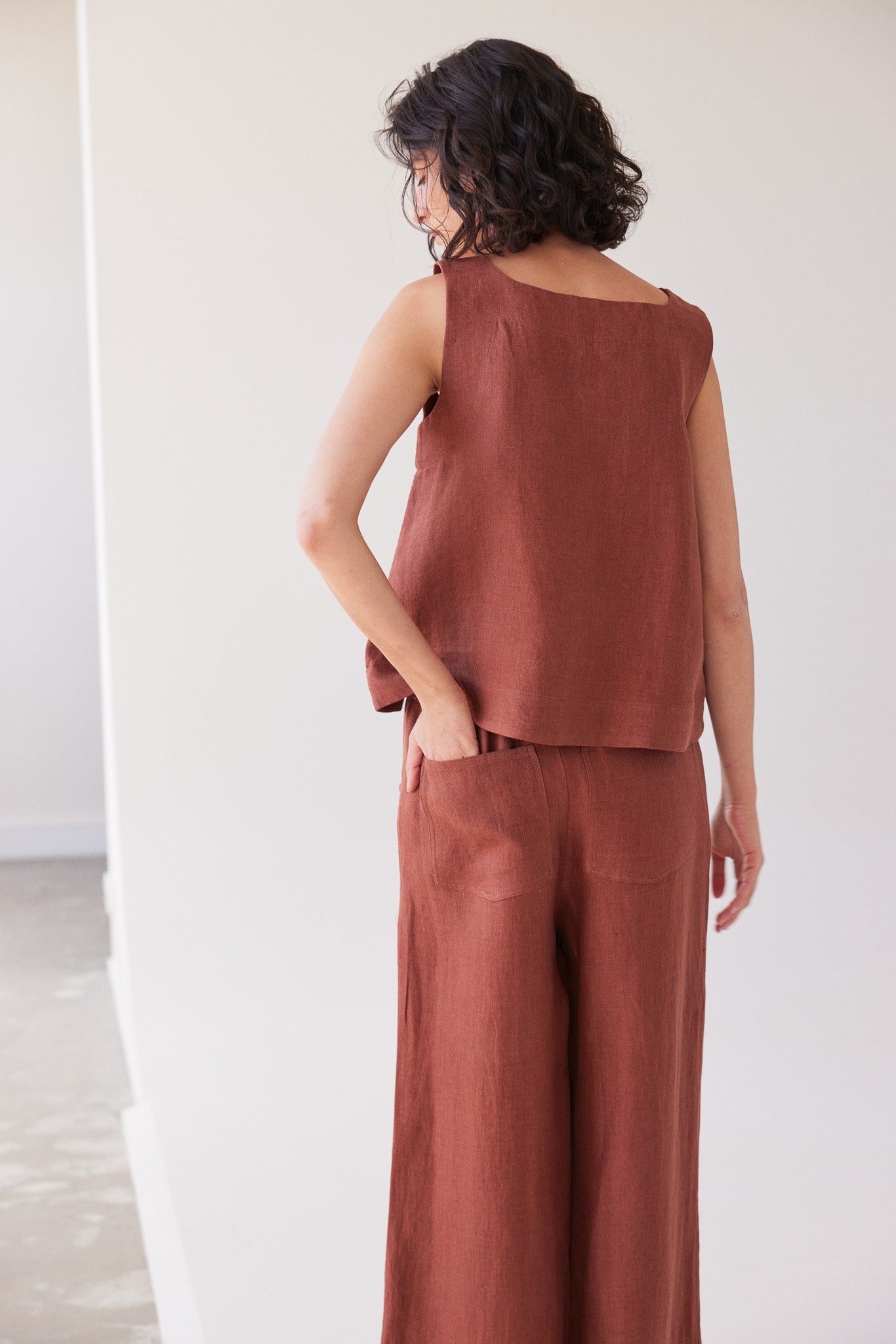 Bowie Wide Leg Pant | Brick