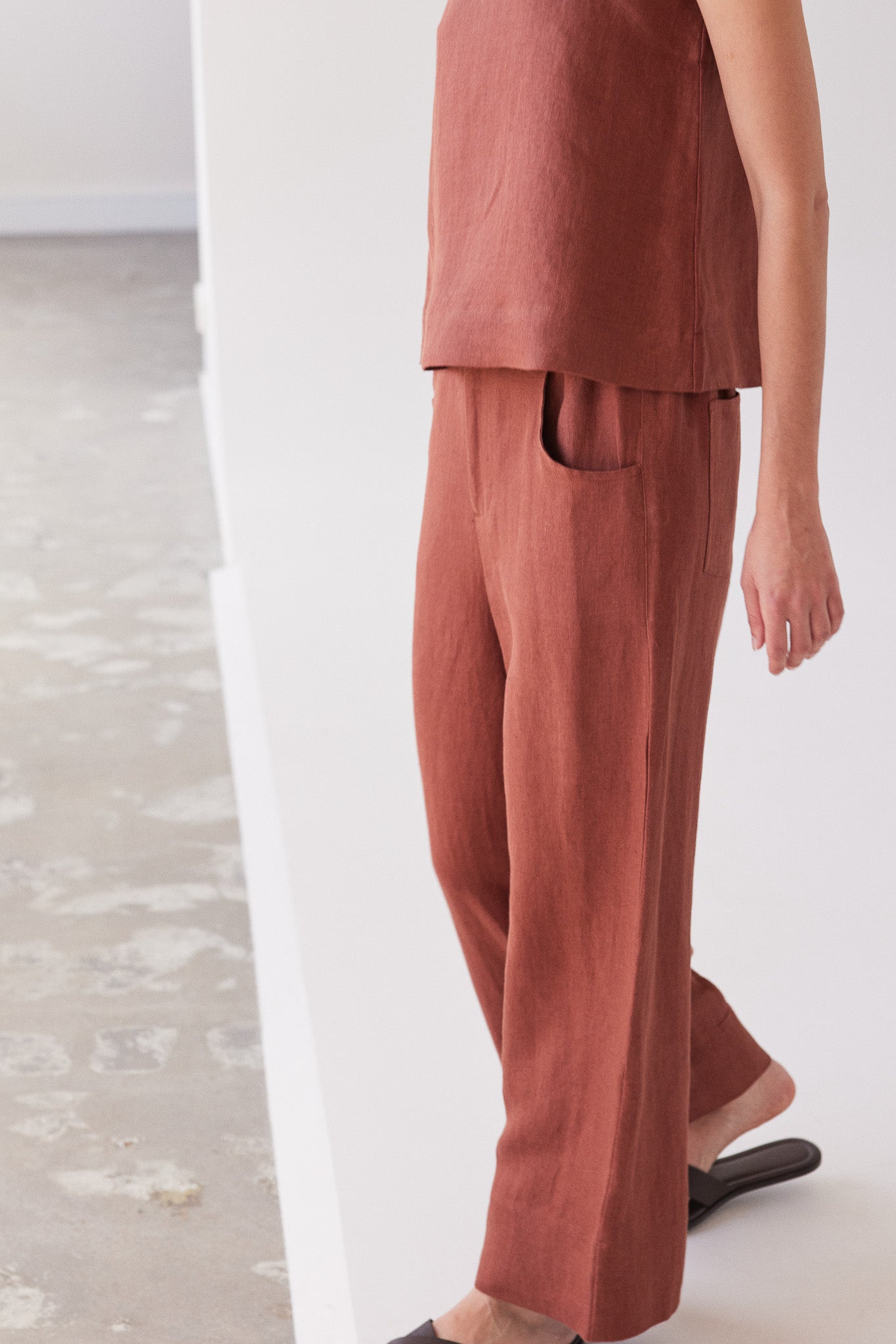 Bowie Wide Leg Pant | Brick