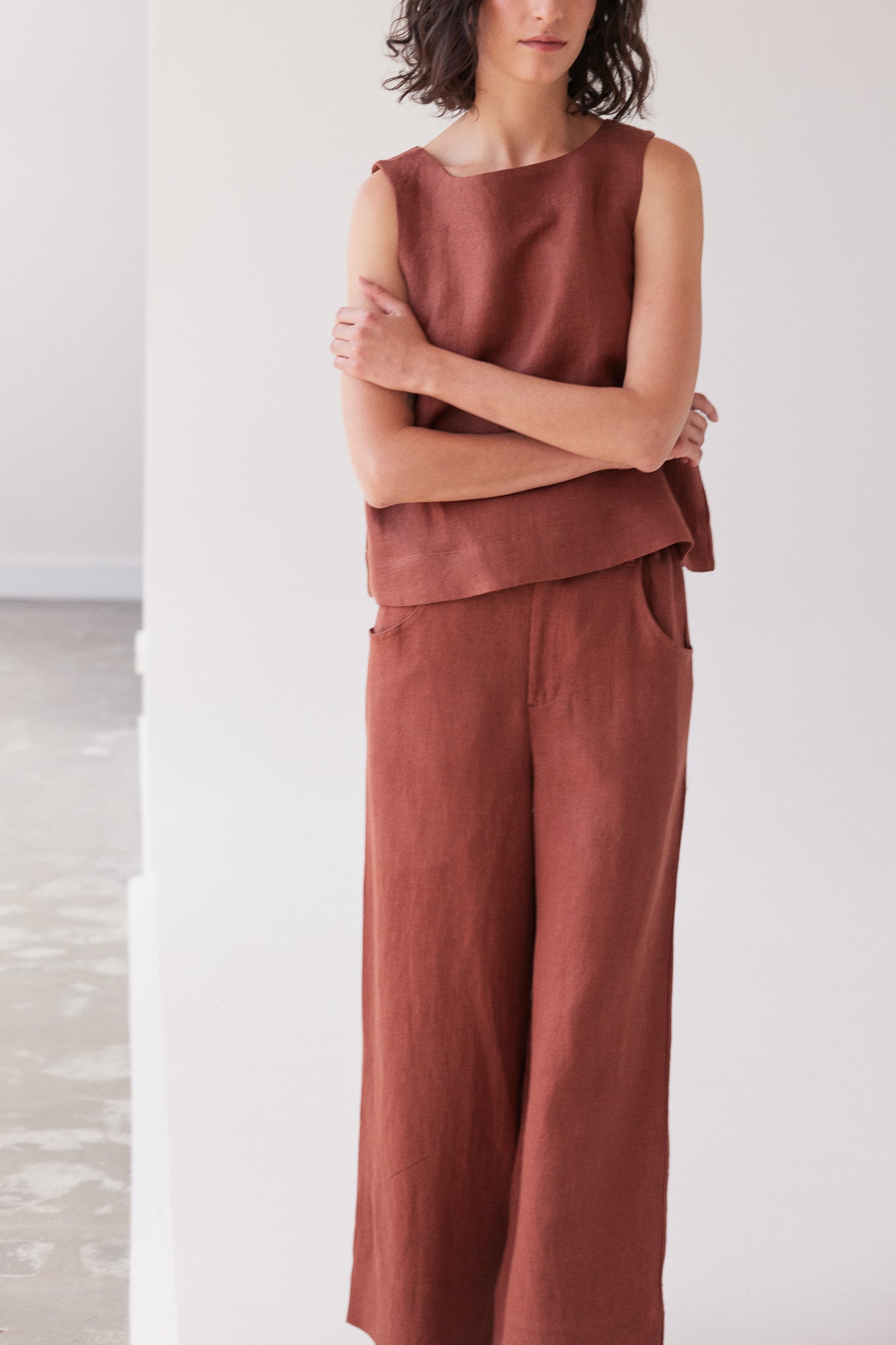 Bowie Wide Leg Pant | Brick