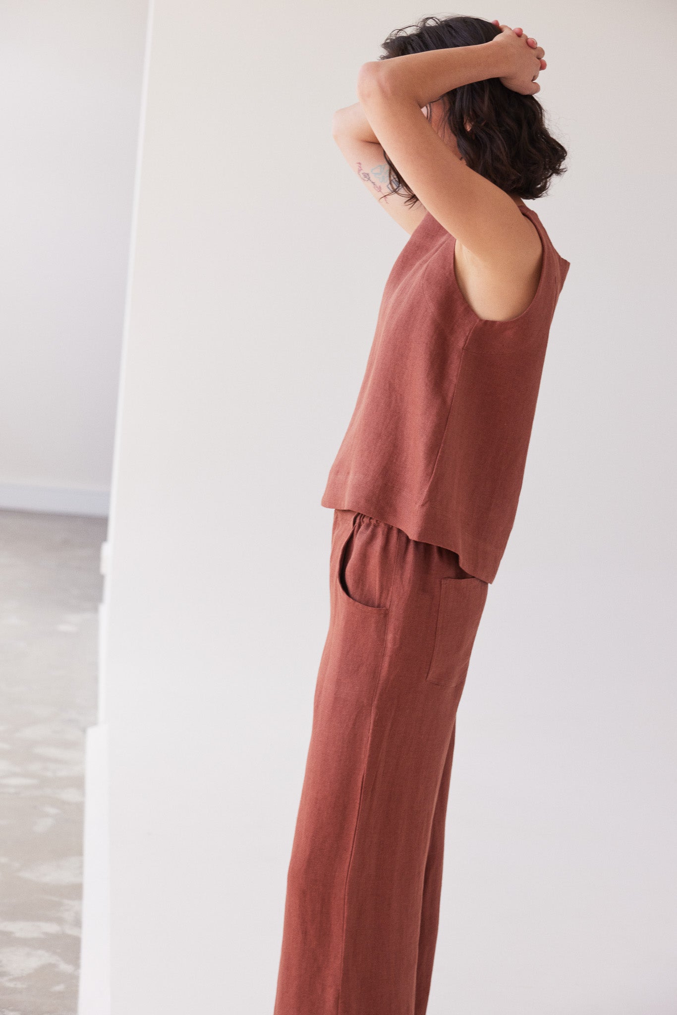 Bowie Wide Leg Pant | Brick