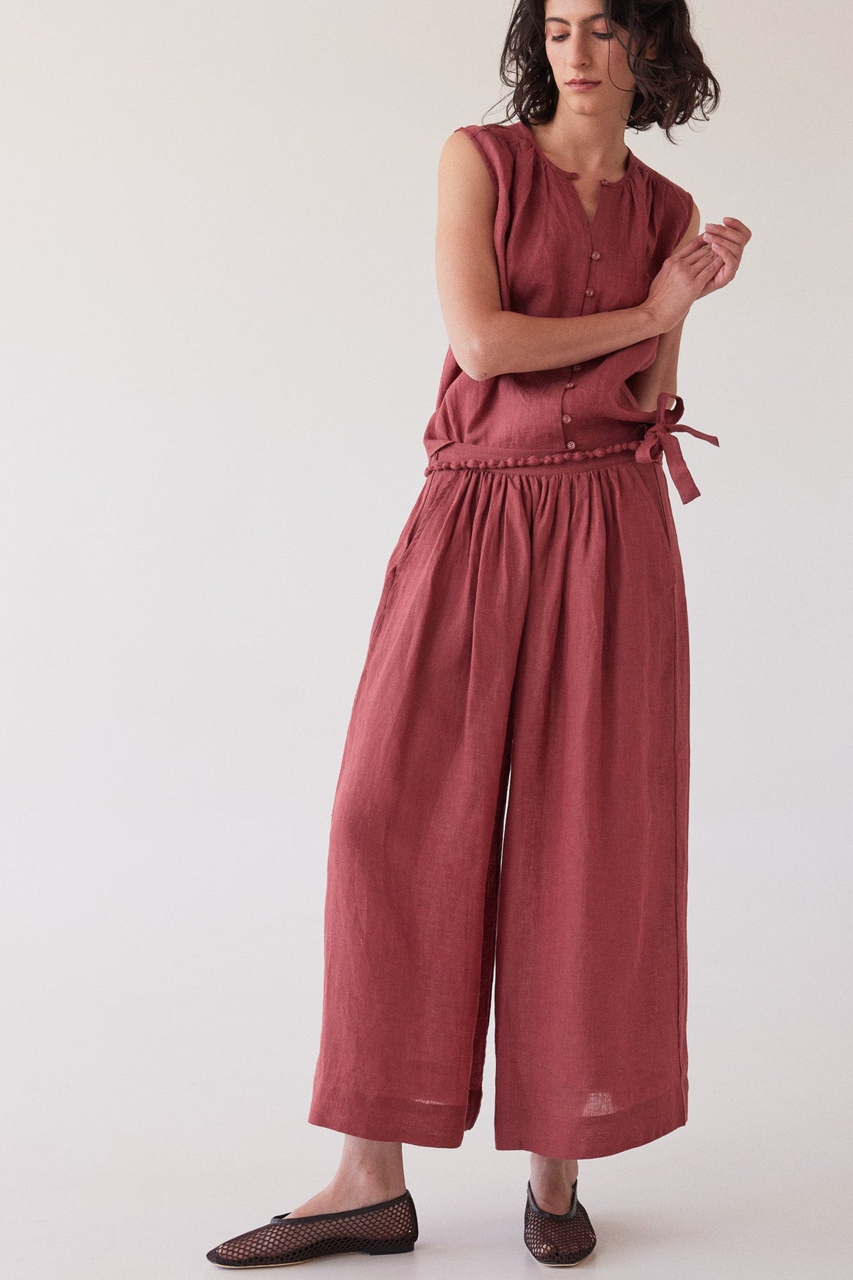 Lauri Pleated Culotte | Burnt Sienna