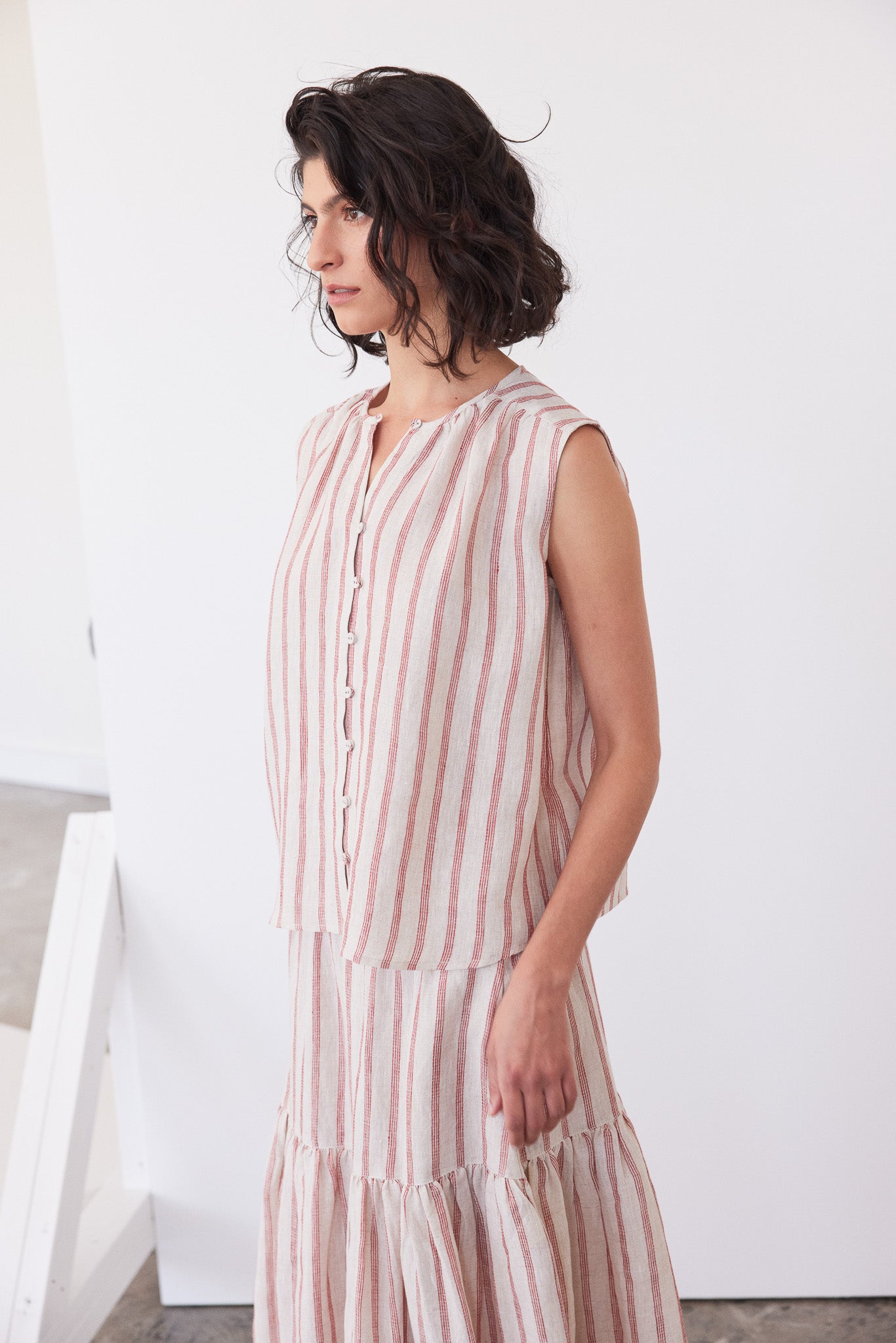 Clara Sleeveless Top | Burnt Sienna Stripe