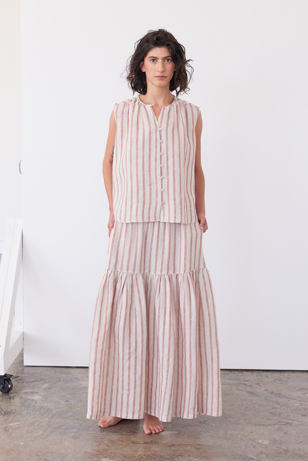 Clara Sleeveless Top | Burnt Sienna Stripe