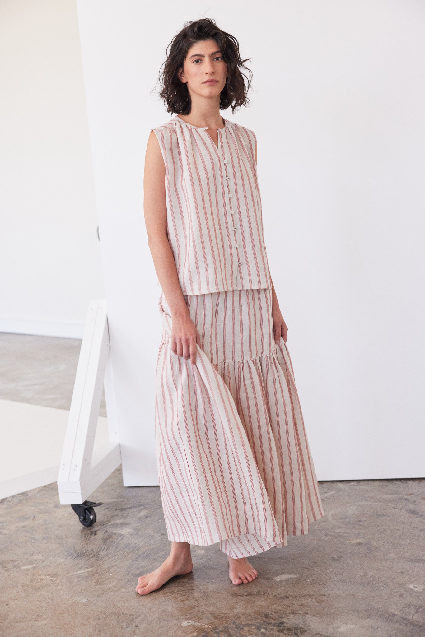 Clara Sleeveless Top | Burnt Sienna Stripe