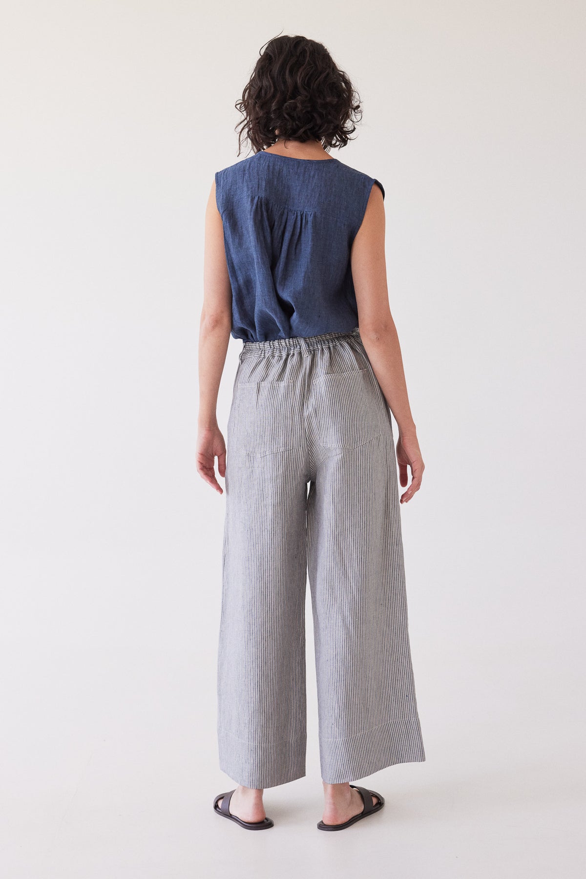 Bowie Wide Leg Pant | Chambray Stripe